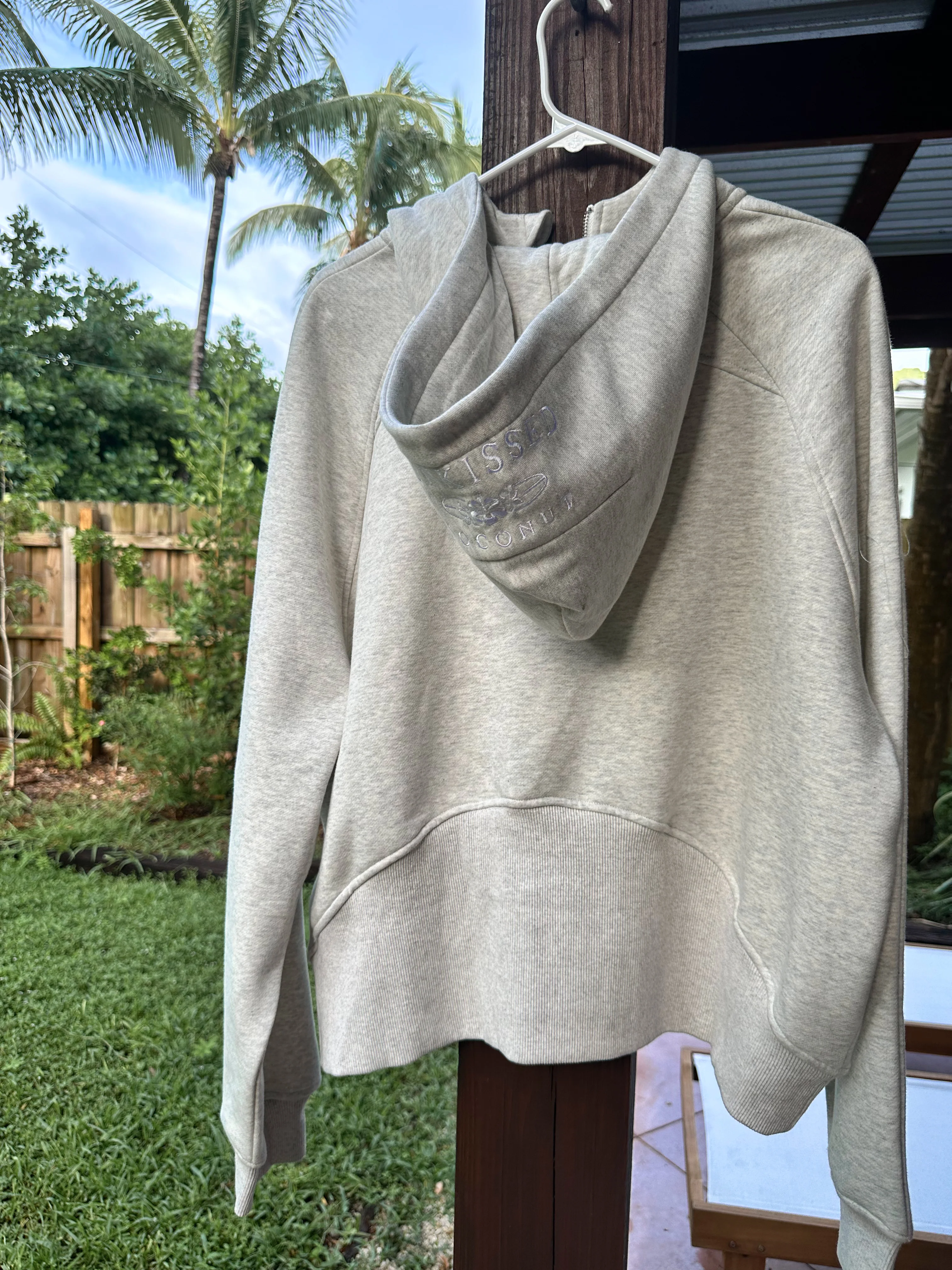 Salty Grey Pilates Detailed Waist Length Quarter Zip Hoodie - Image 3