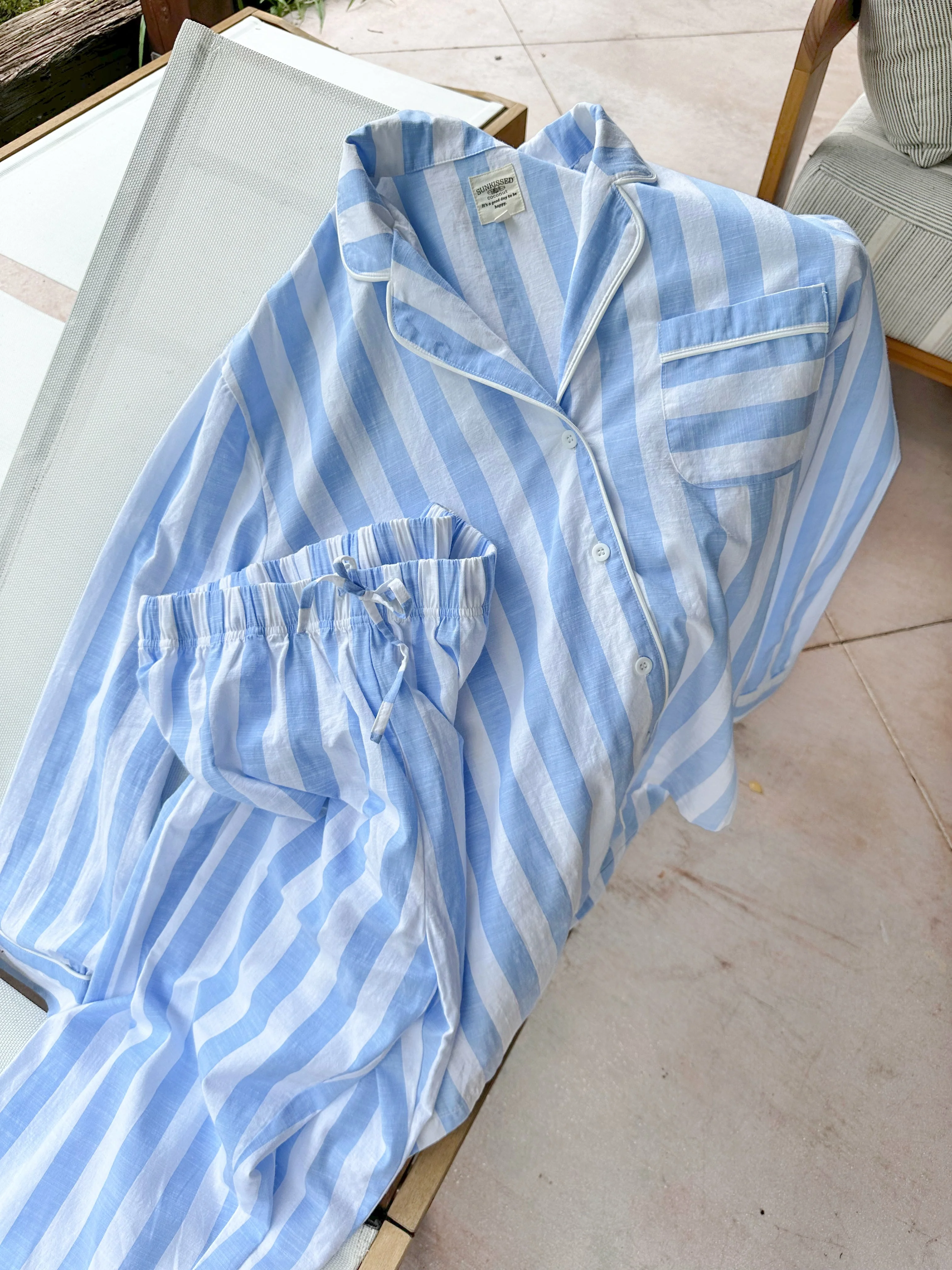 A Day In Greece Striped Pajama Top - Image 4