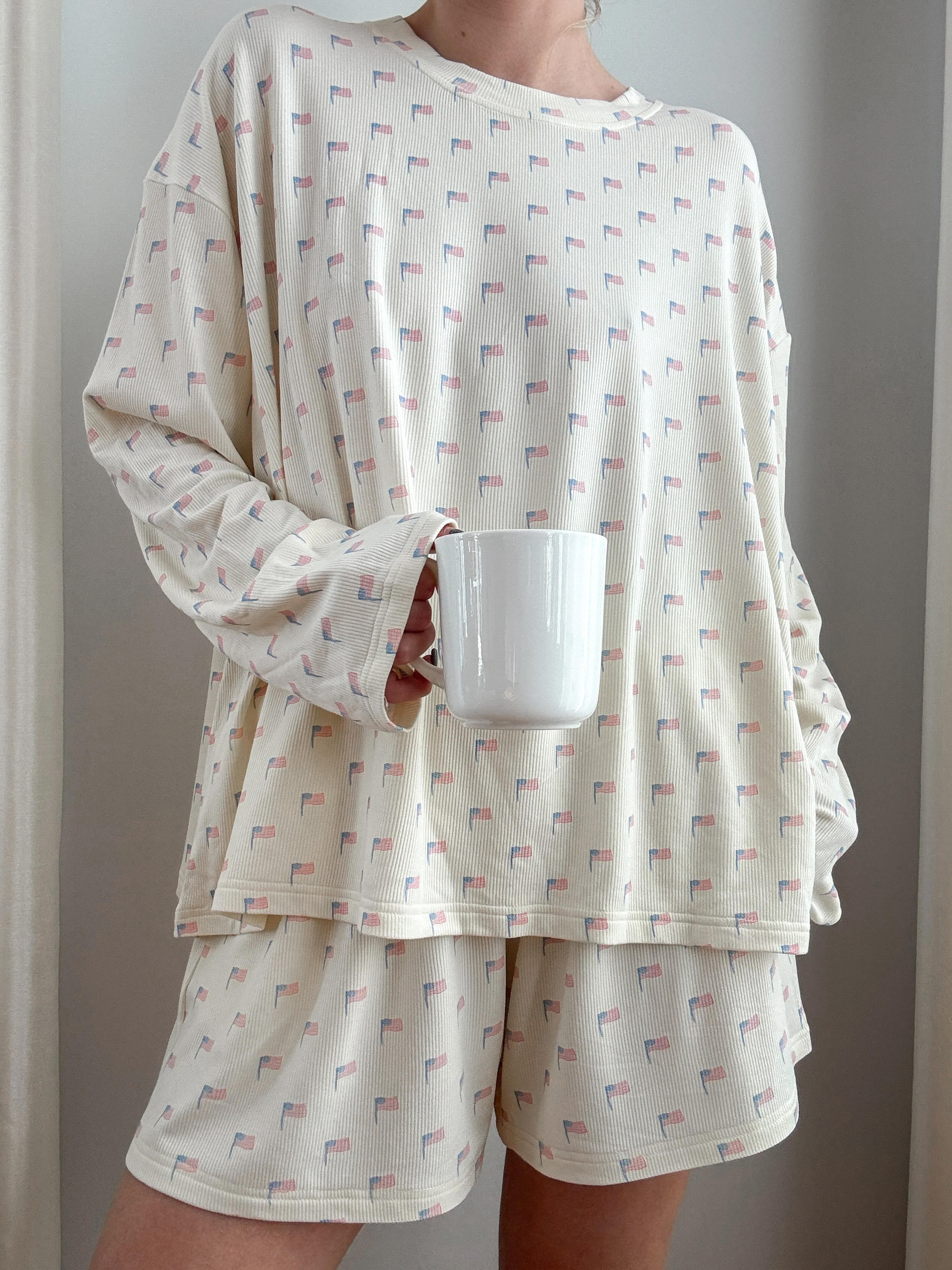 White American Flag Pajama Pattern Top - Image 3