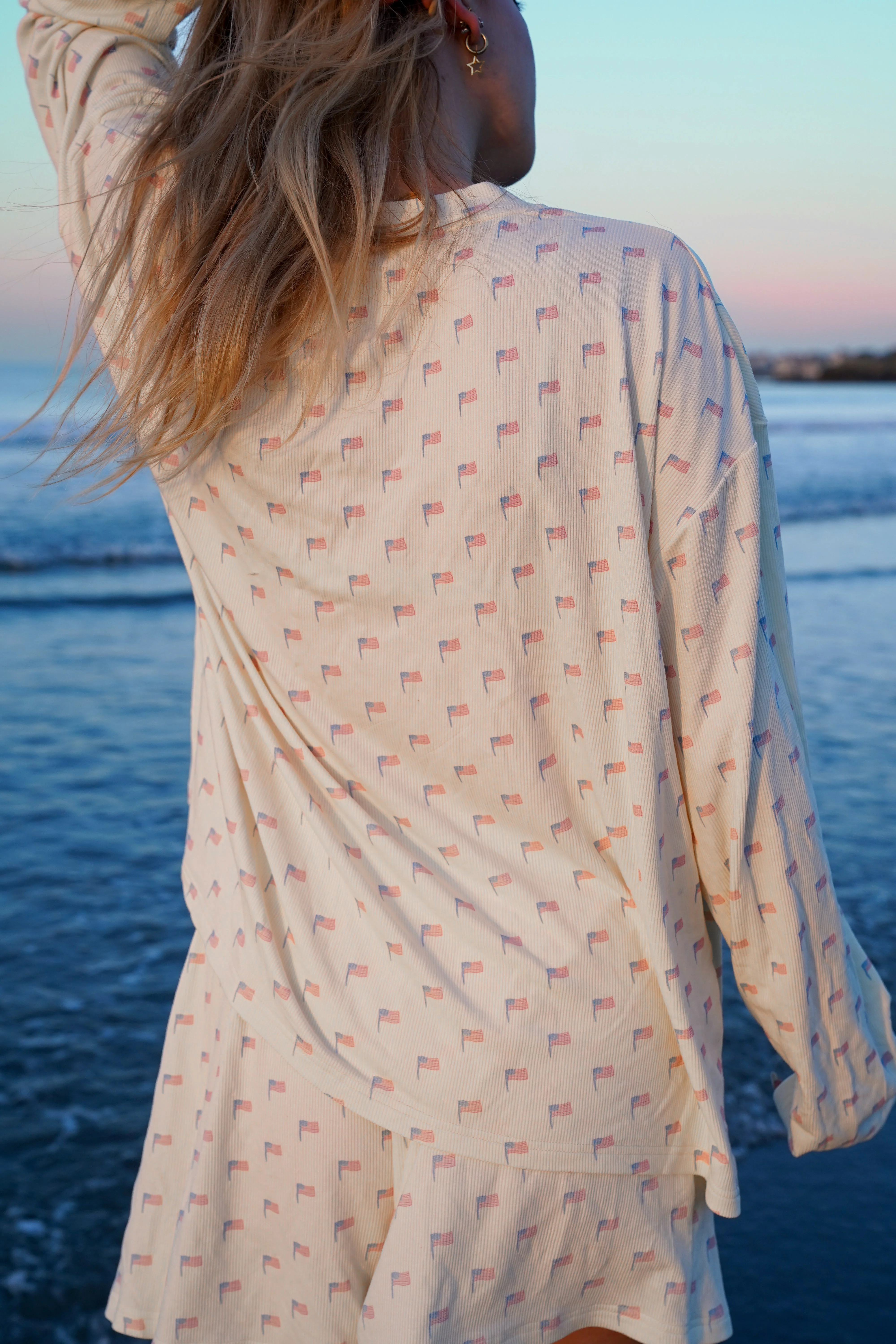 White American Flag Pajama Pattern Top - Image 4