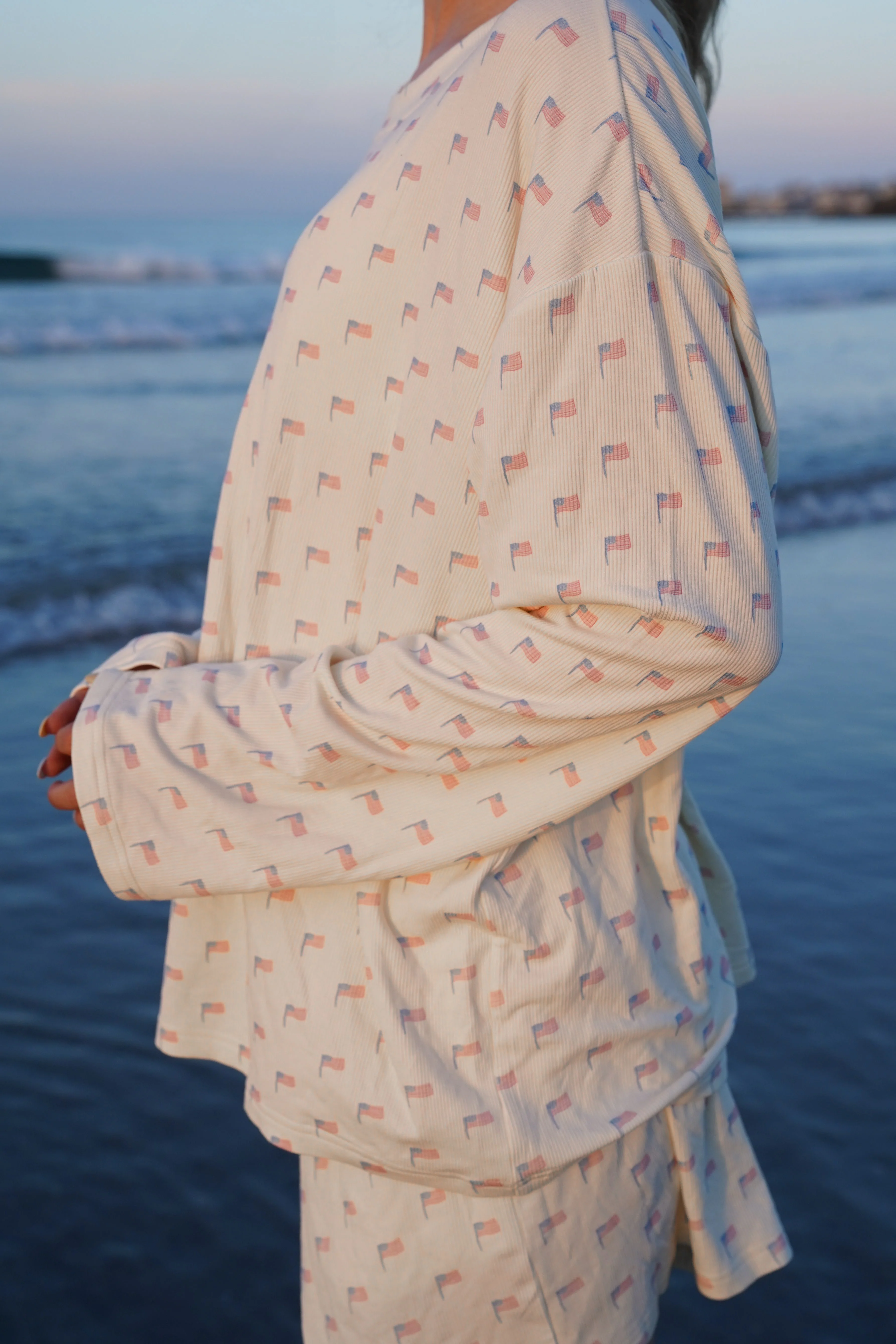 White American Flag Pajama Pattern Top - Image 5
