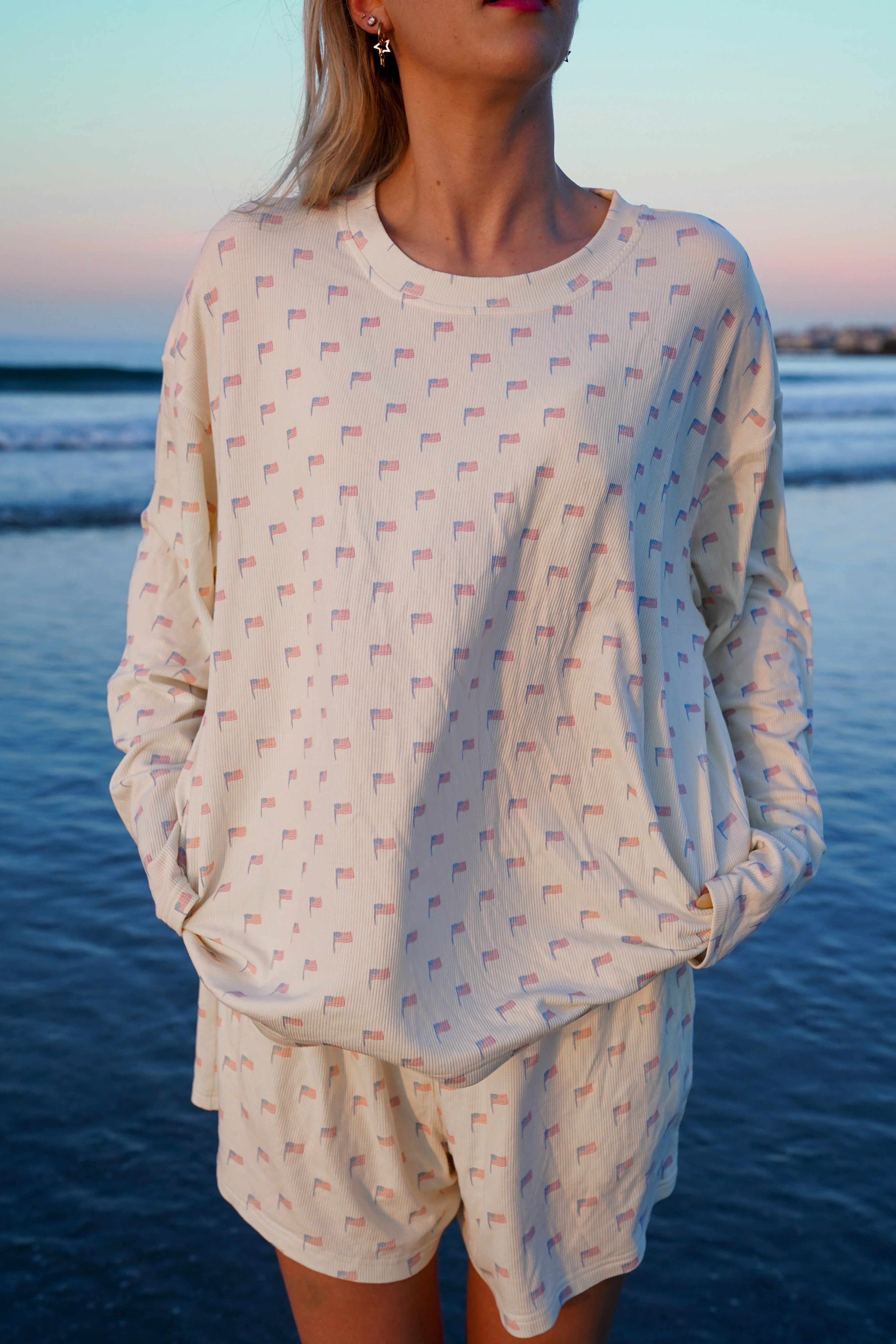 White American Flag Pajama Pattern Top - Image 6