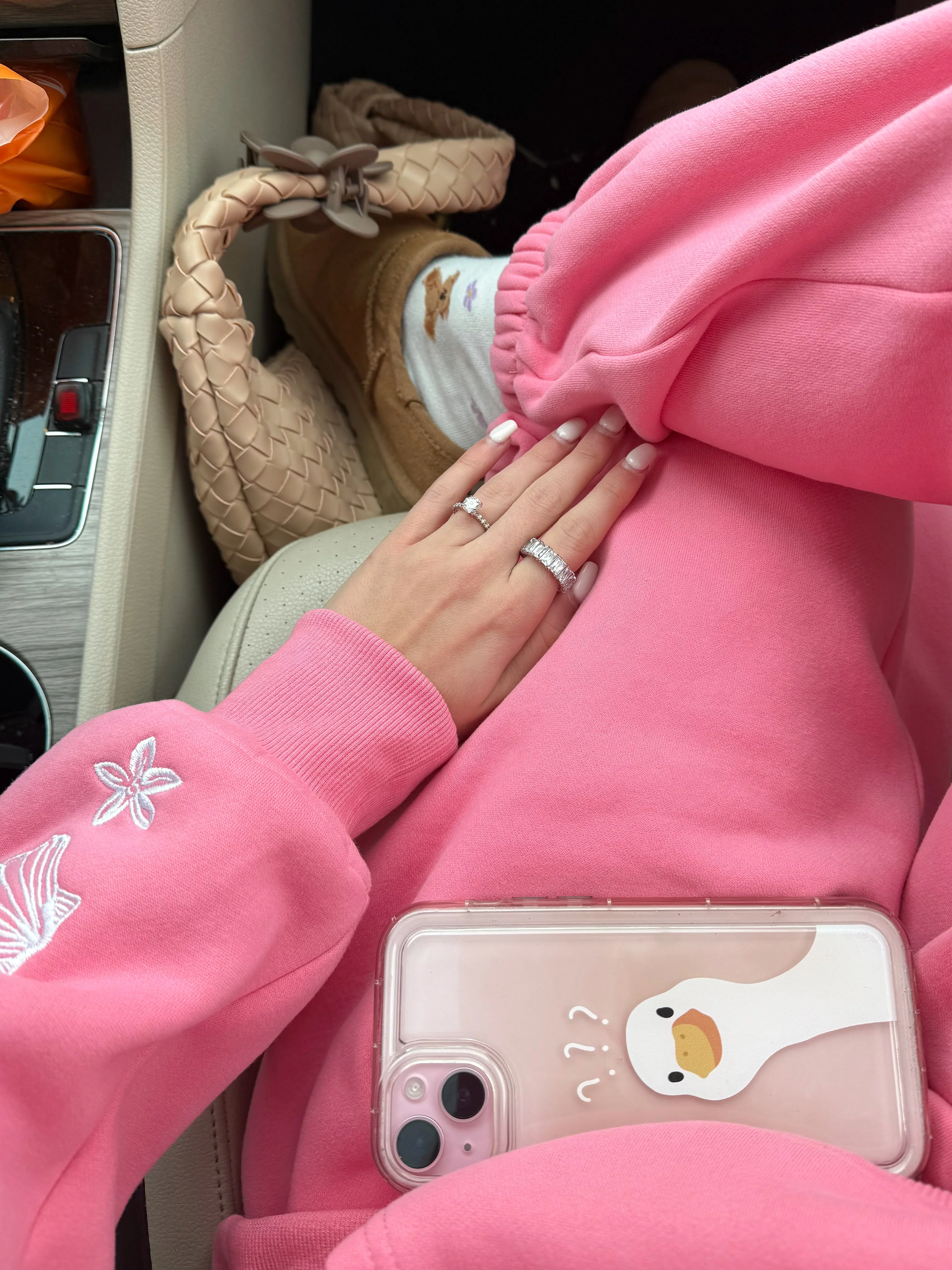 Hibiscus Pink Tropical Embroider Hoodie - Image 13