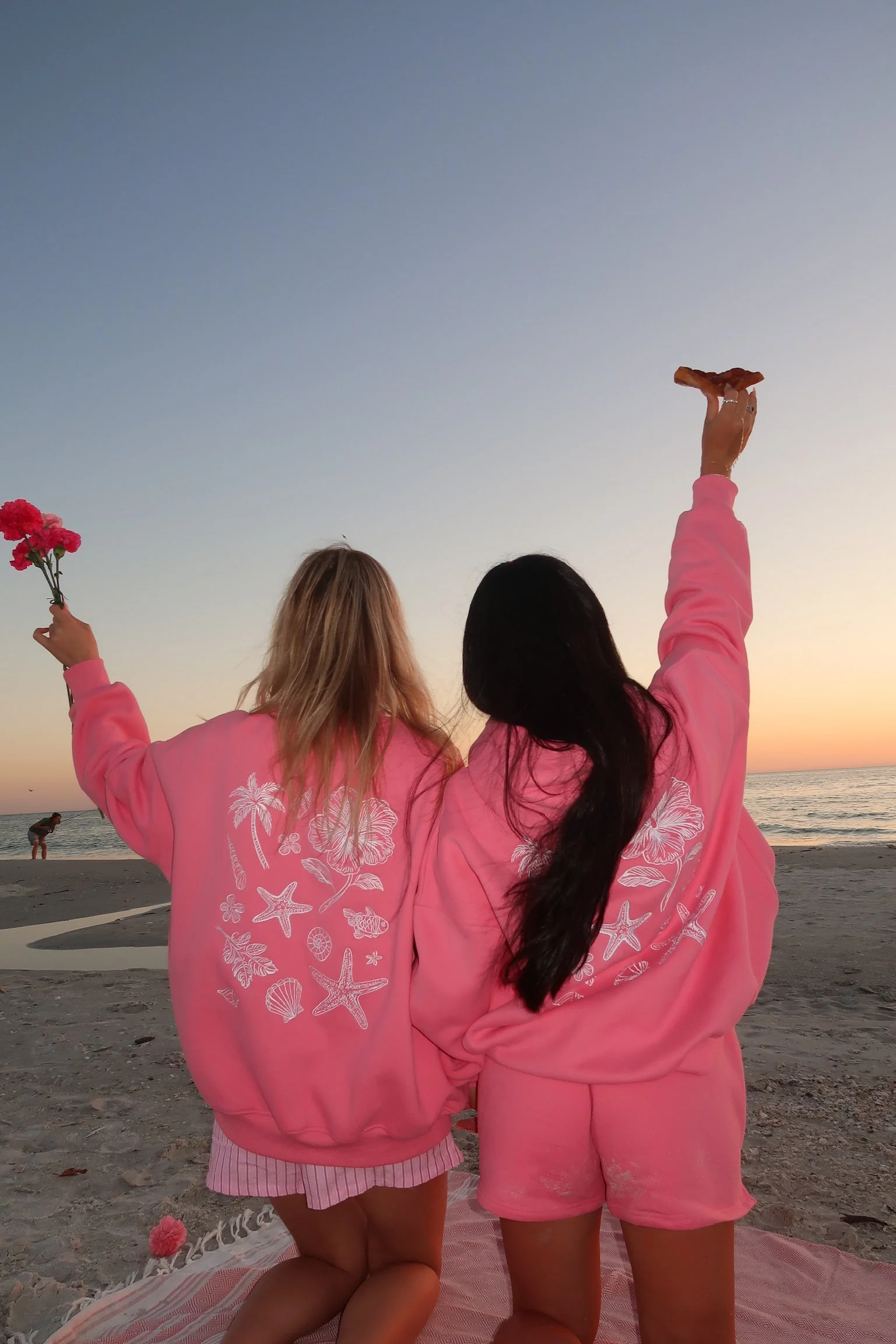 Hibiscus Pink Tropical Embroider Hoodie - Image 3