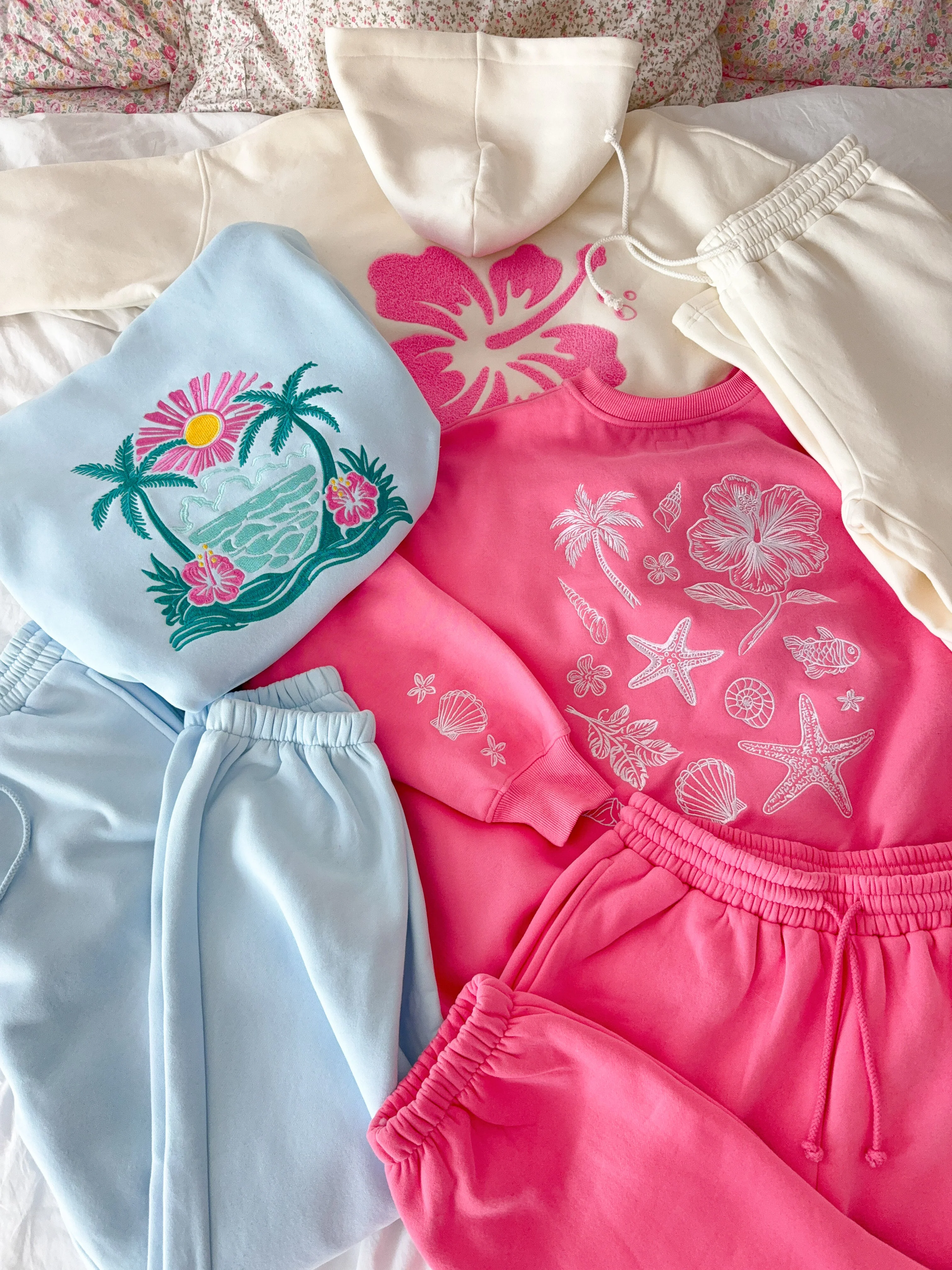 Hibiscus Pink Tropical Embroider Sweatshirt - Image 14