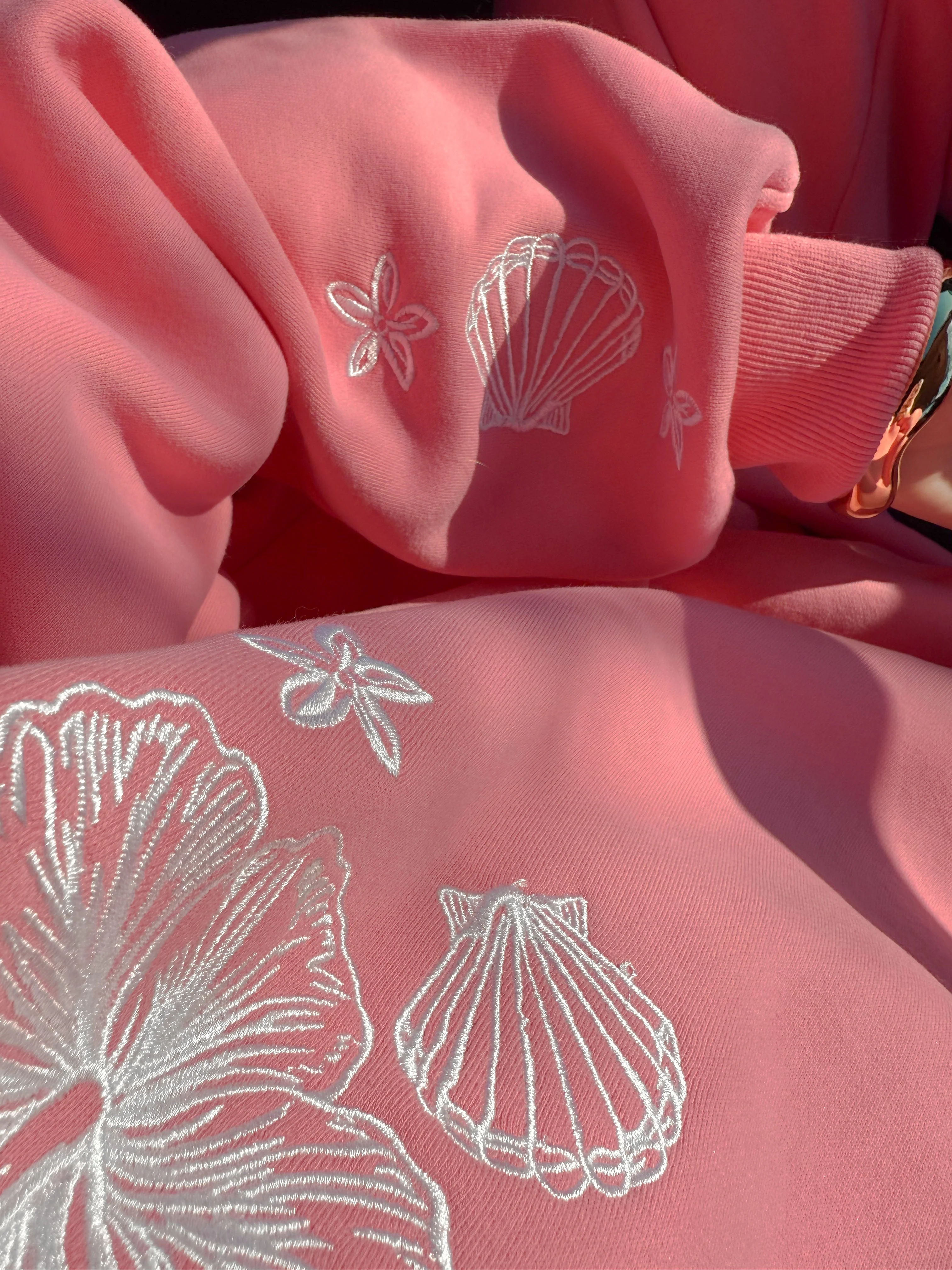 Hibiscus Pink Tropical Embroider Sweatshirt - Image 19