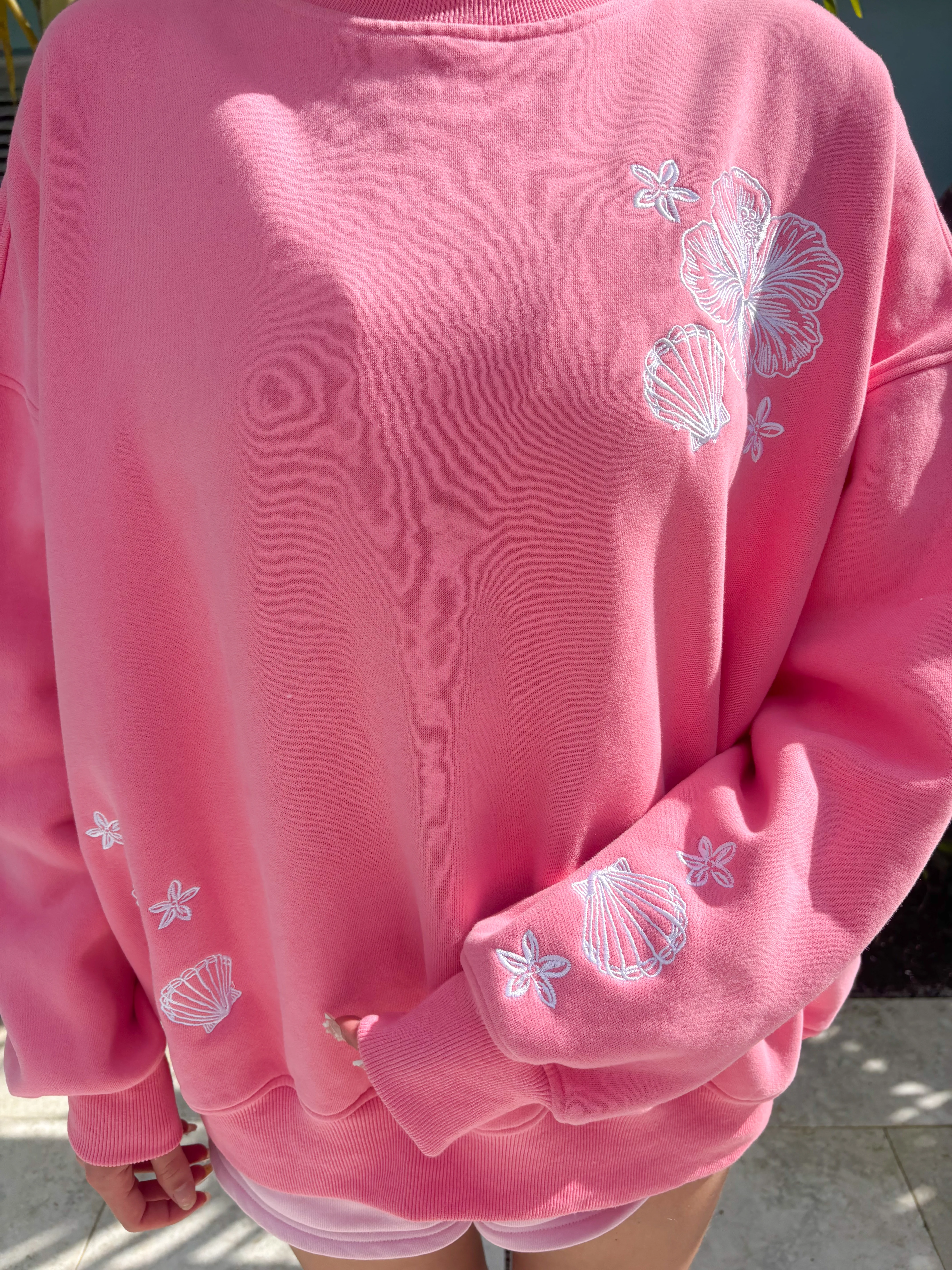 Hibiscus Pink Tropical Embroider Sweatshirt - Image 30