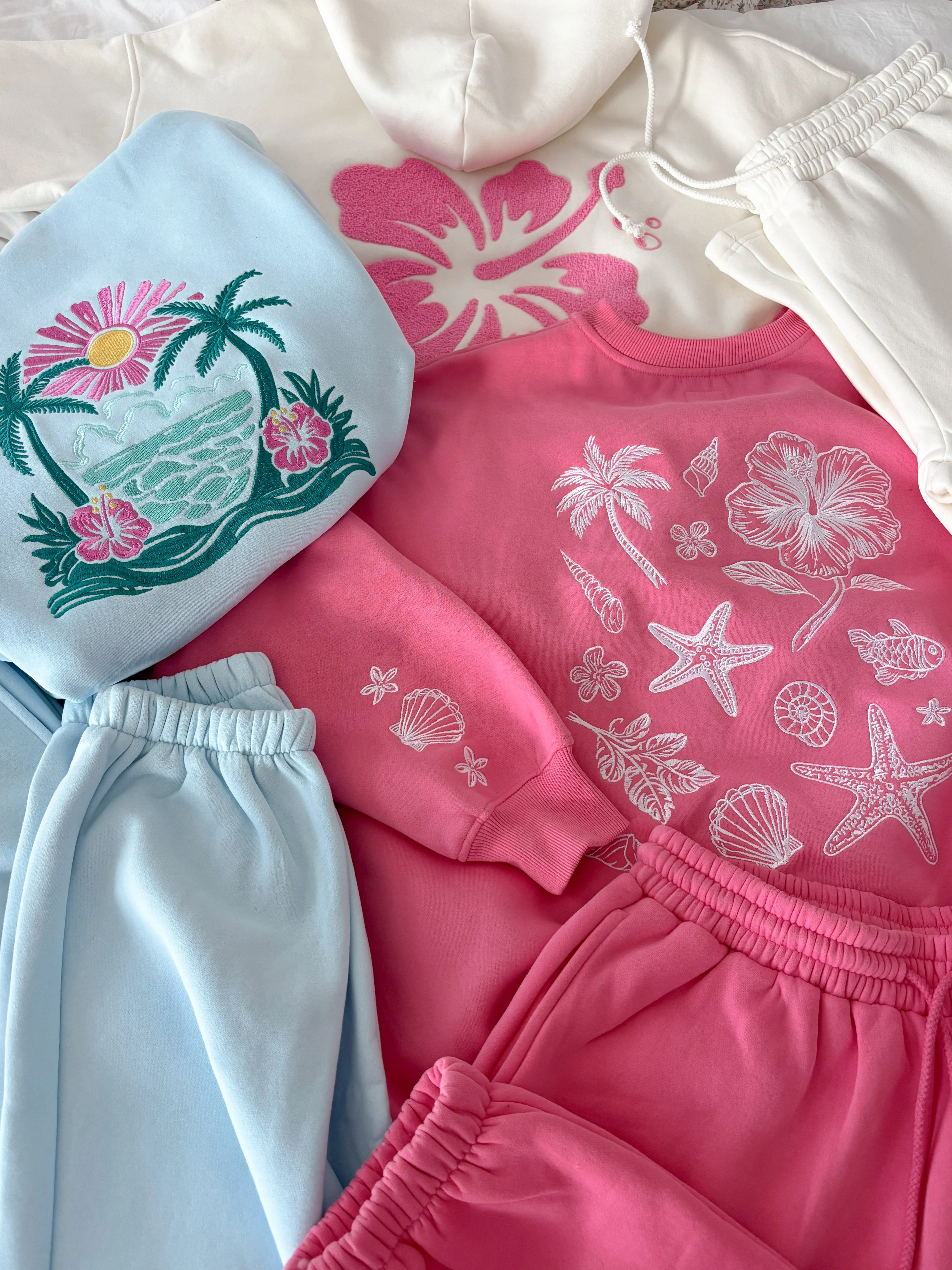 Hibiscus Pink Tropical Embroider Sweatshirt - Image 7