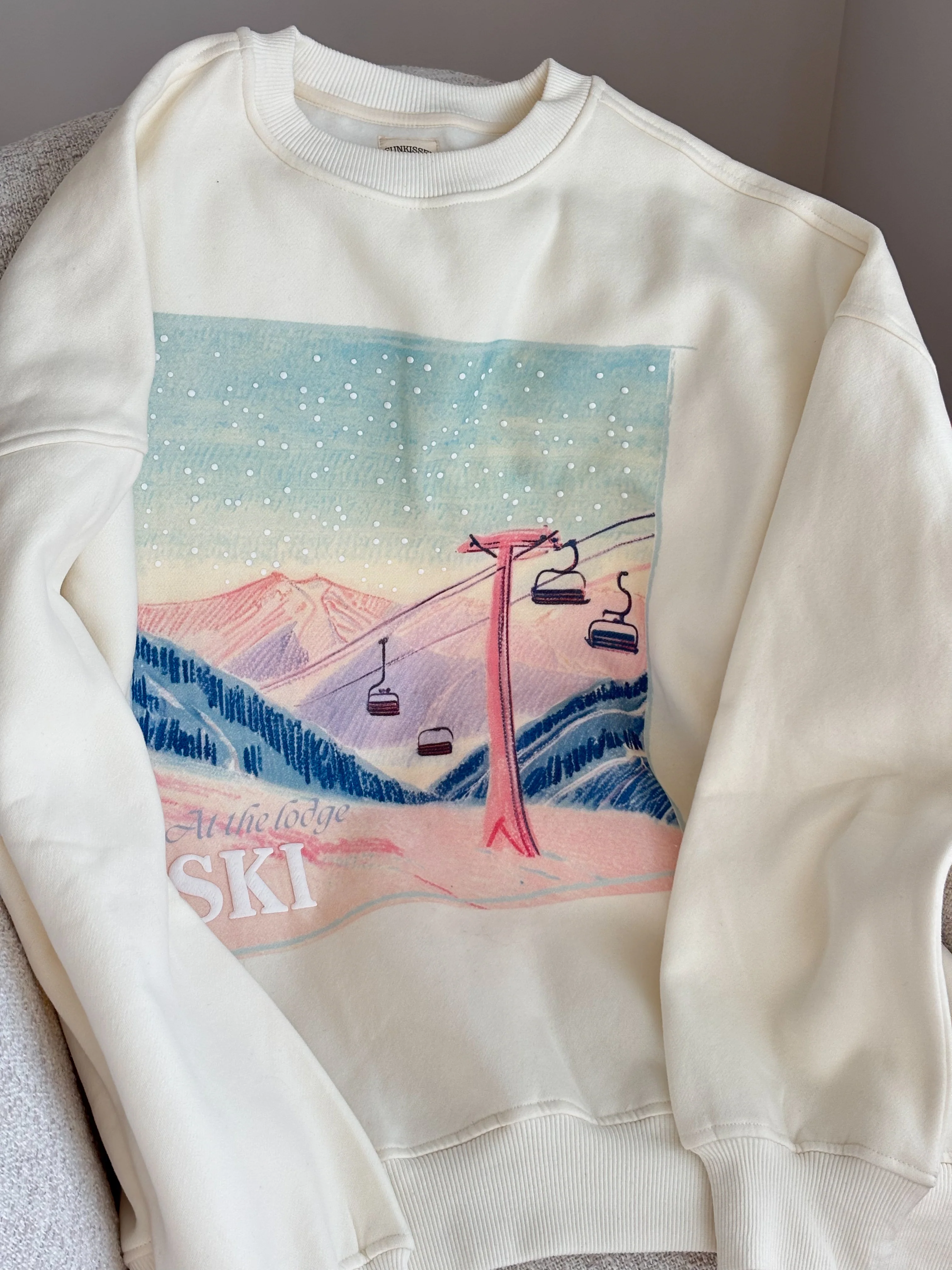 Ivory At The Lodge Ski Puff Print Sweatshirt - Image 3