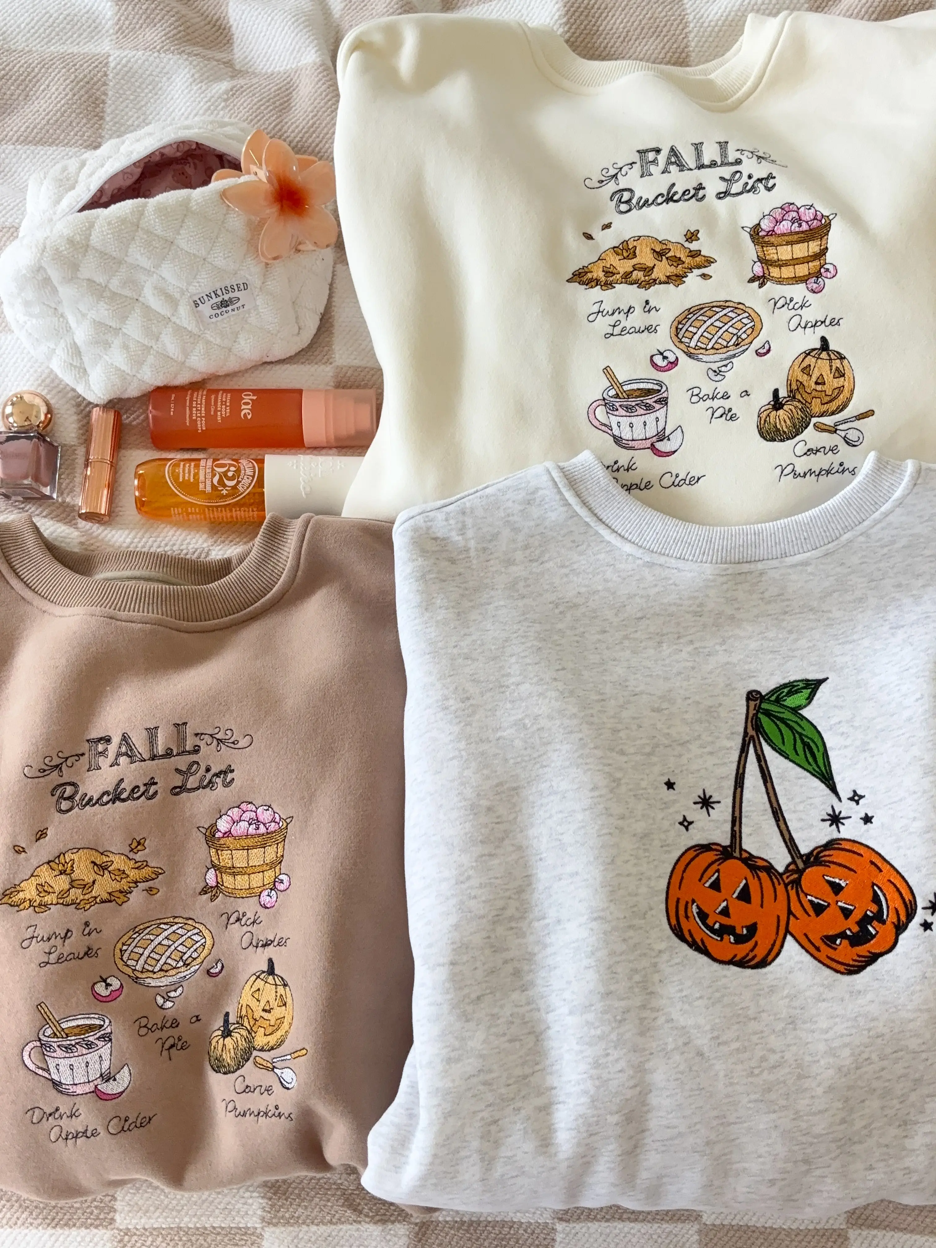 Ivory Autumn Fall Bucket List Embroidered Sweatshirt - Image 13