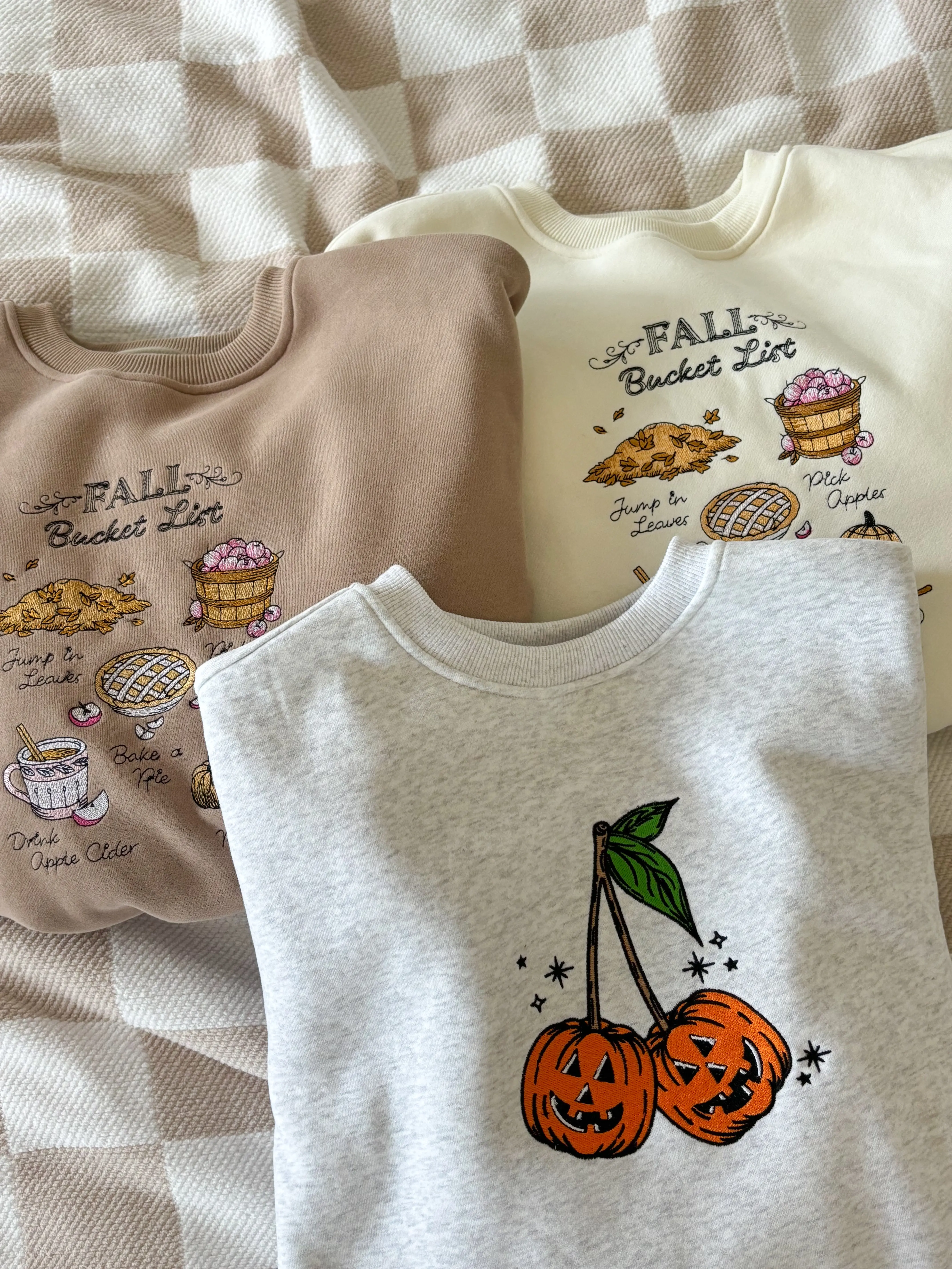 Ivory Autumn Fall Bucket List Embroidered Sweatshirt - Image 14