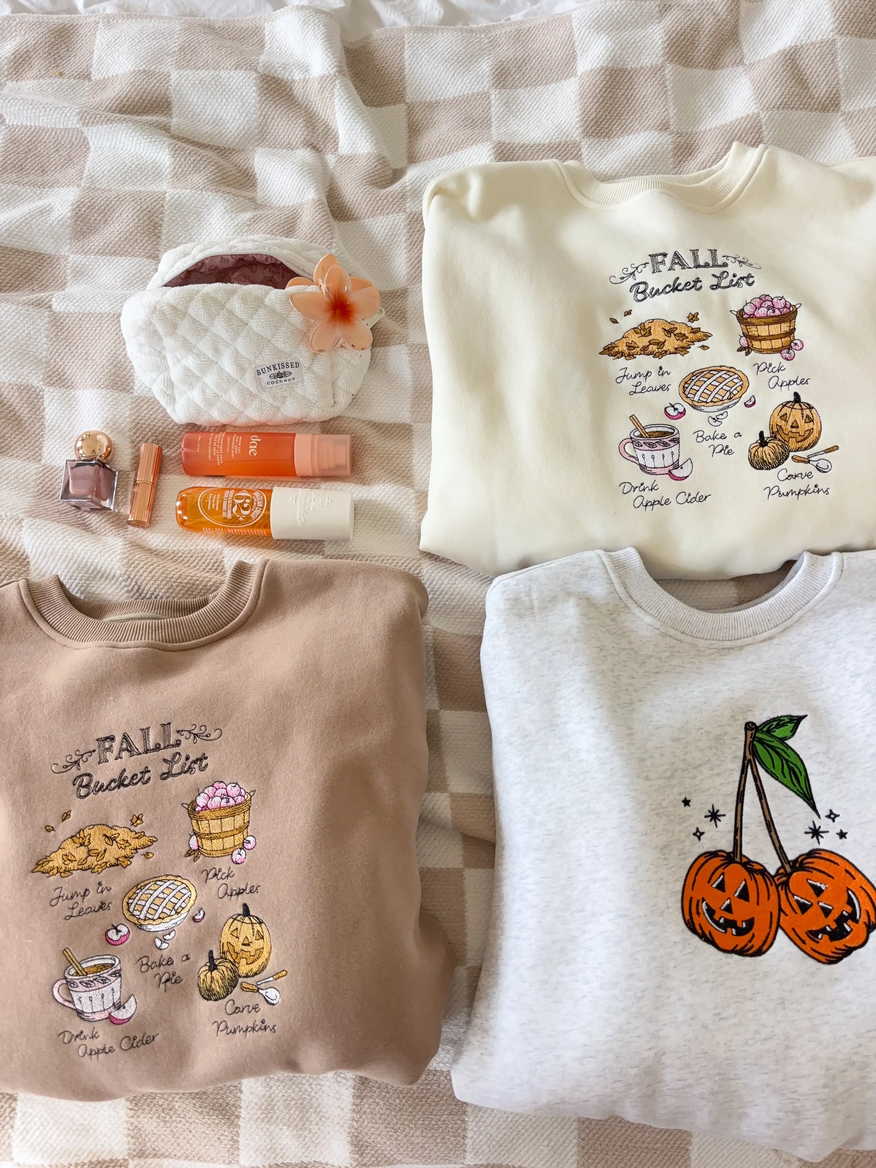 Ivory Autumn Fall Bucket List Embroidered Sweatshirt - Image 4