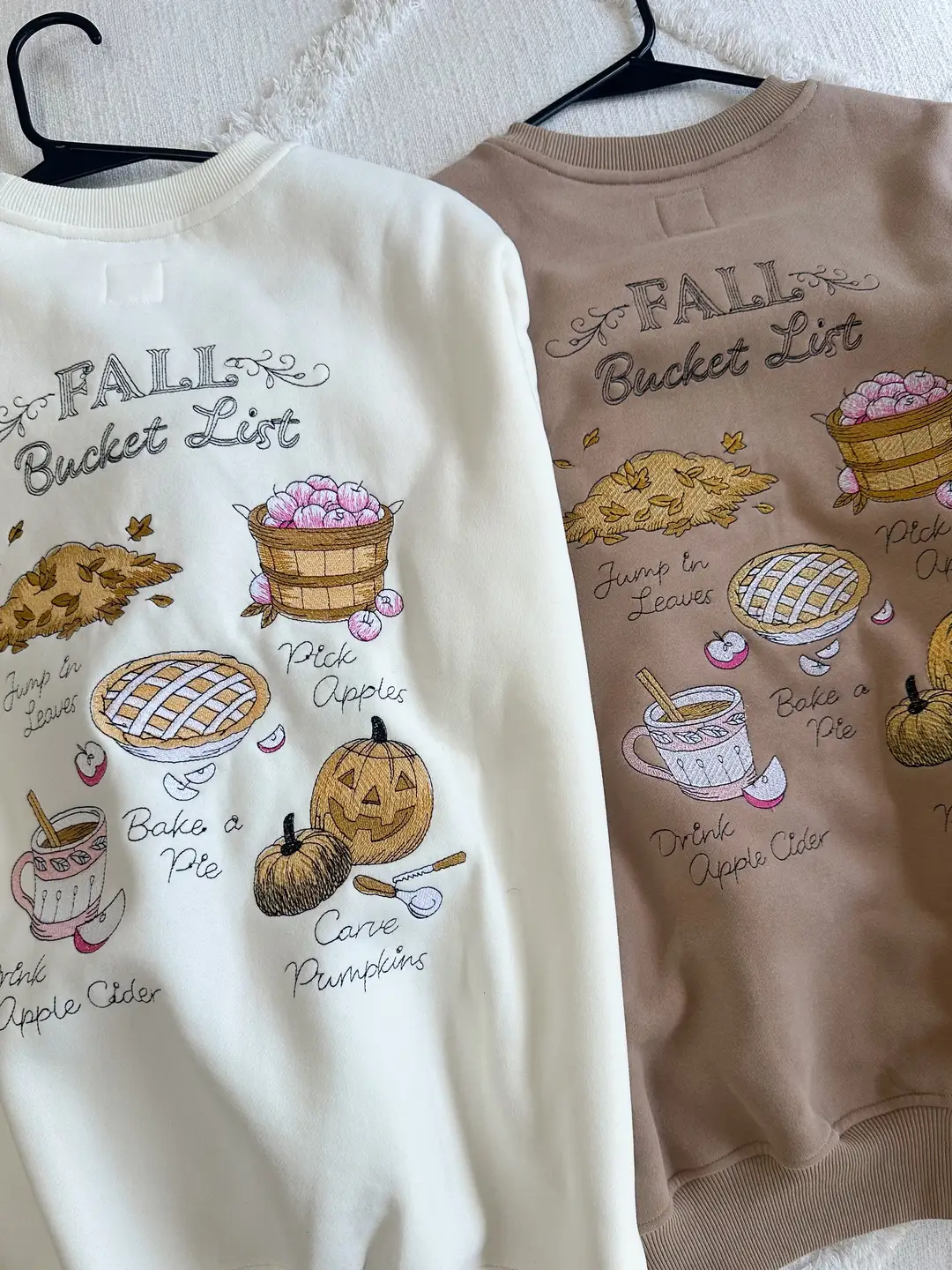 Ivory Autumn Fall Bucket List Embroidered Sweatshirt - Image 5