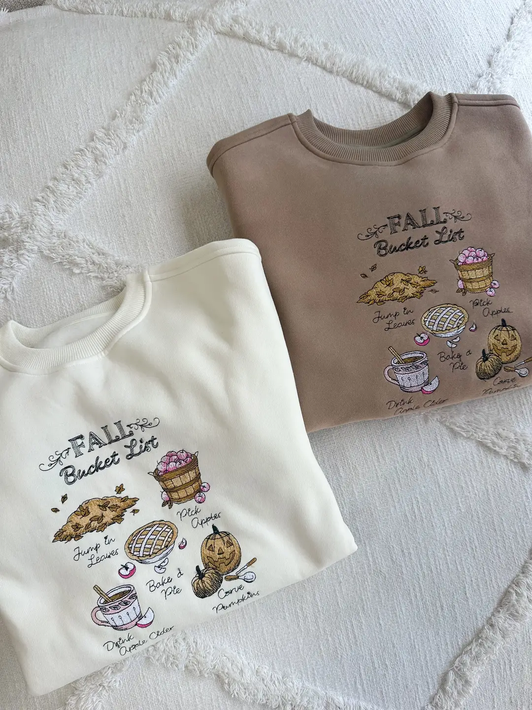 Ivory Autumn Fall Bucket List Embroidered Sweatshirt - Image 7