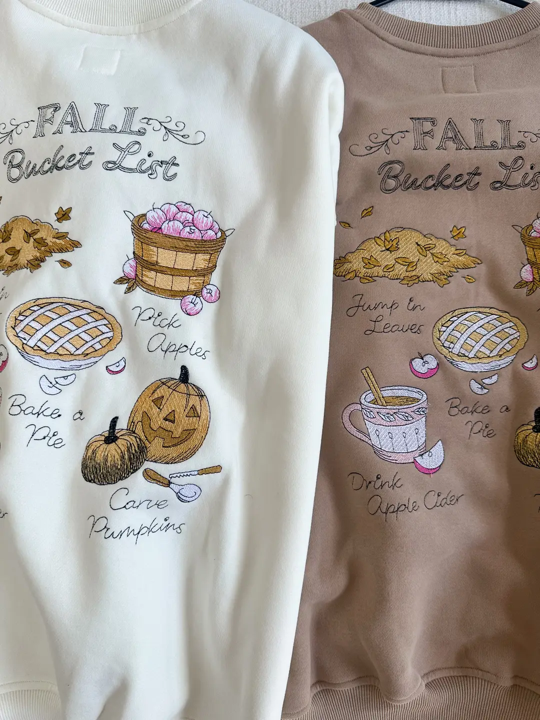 Ivory Autumn Fall Bucket List Embroidered Sweatshirt - Image 9