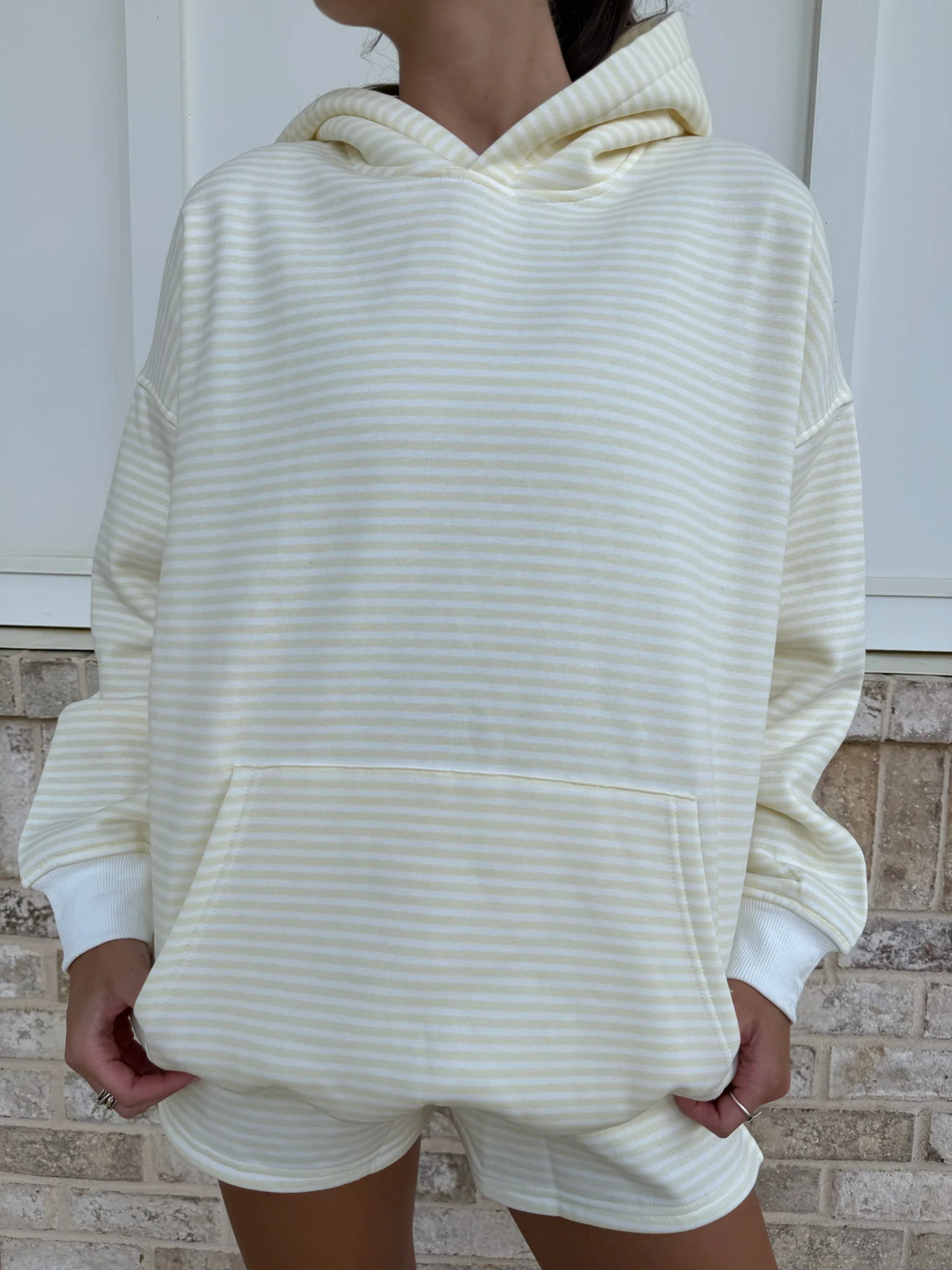Baby Yellow and White Big Striped Hoodie