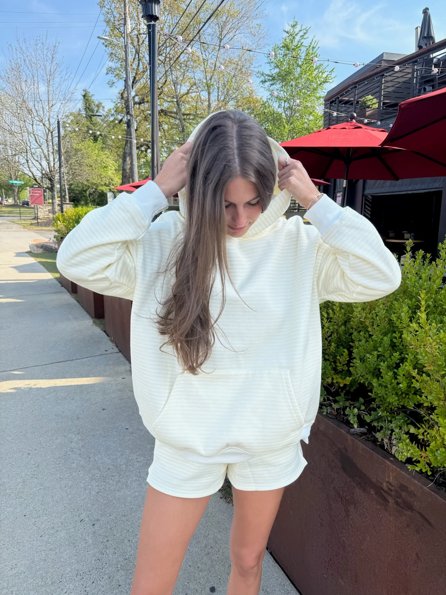 Baby Yellow and White Big Striped Hoodie - Image 10