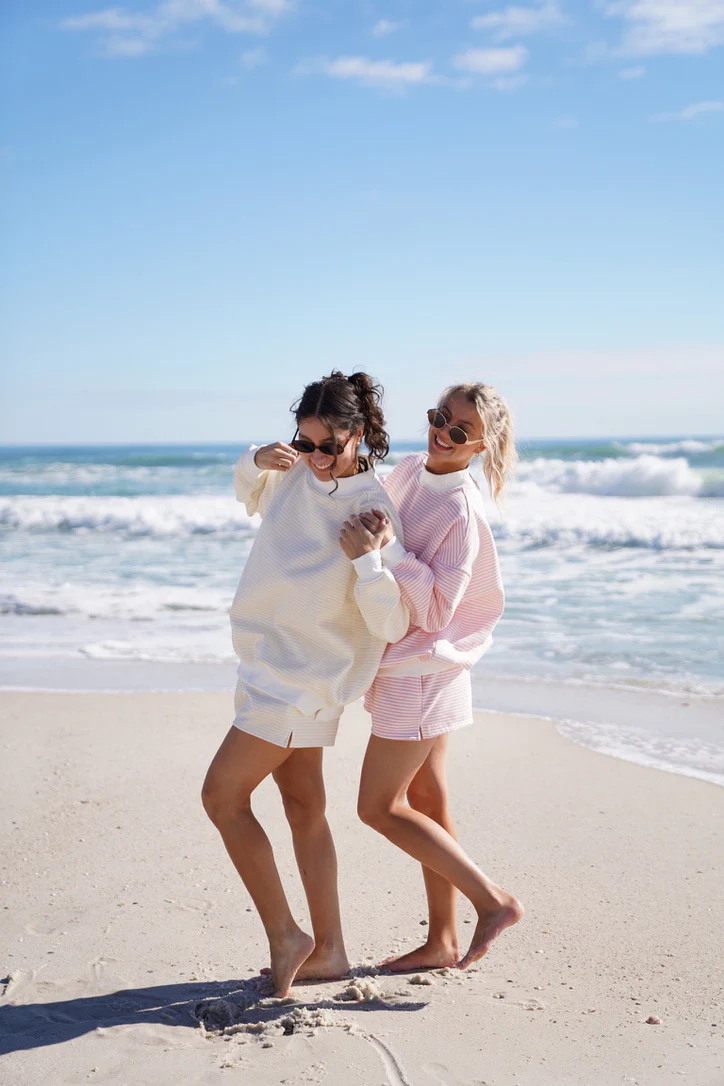 Baby Yellow and White Big Striped Mockneck Sweatshirt - Image 3