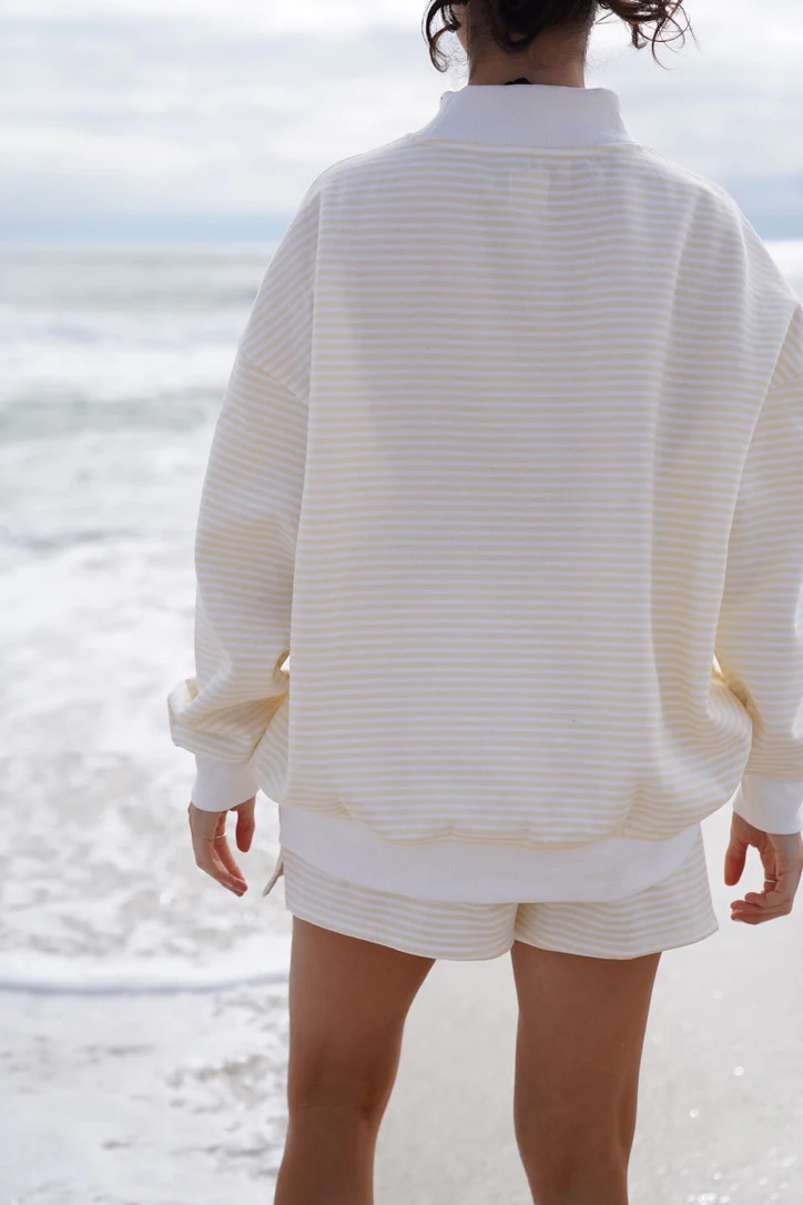 Baby Yellow and White Big Striped Mockneck Sweatshirt - Image 7
