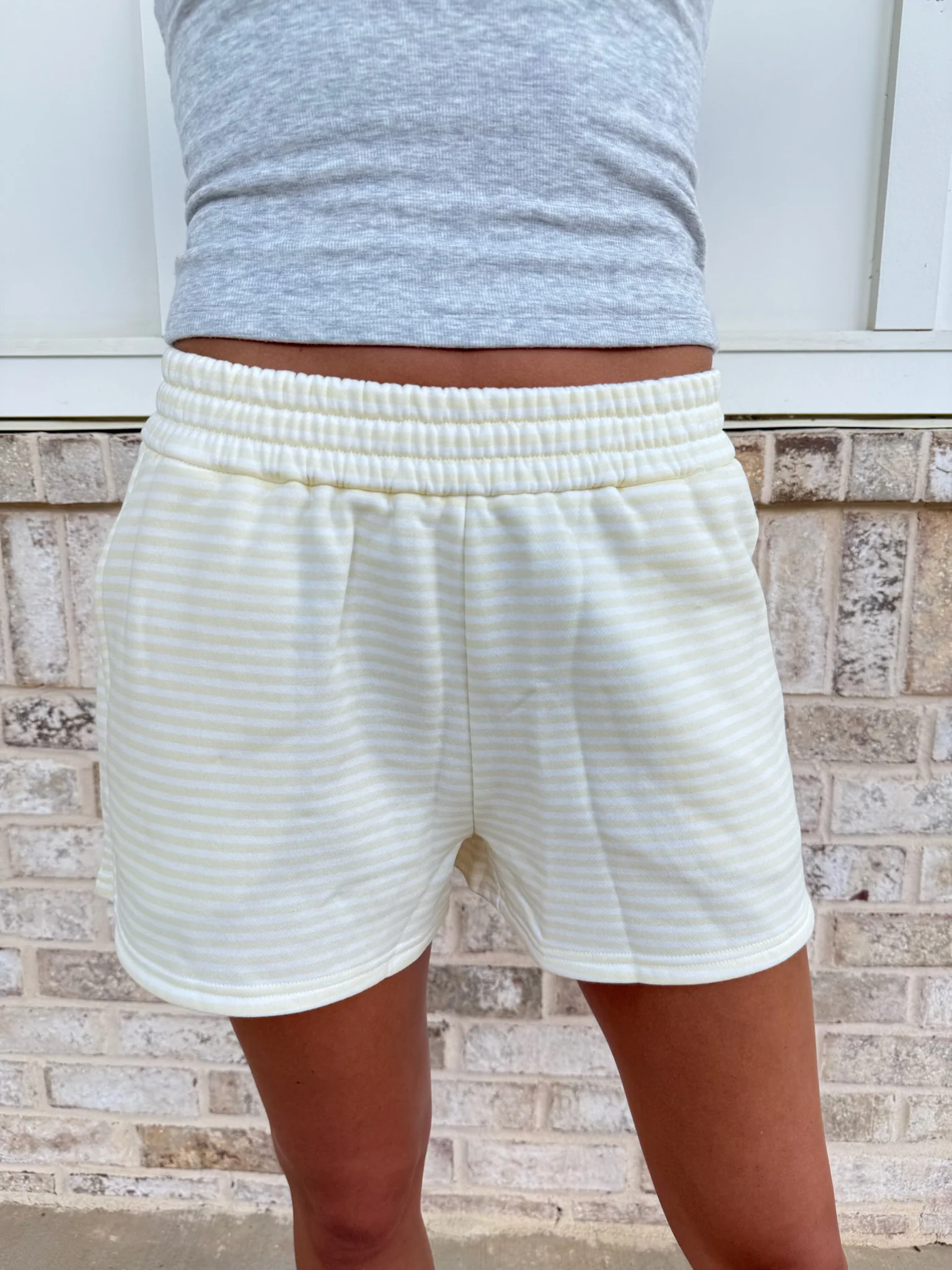 Baby Yellow and White Big Striped Shorts - Image 2