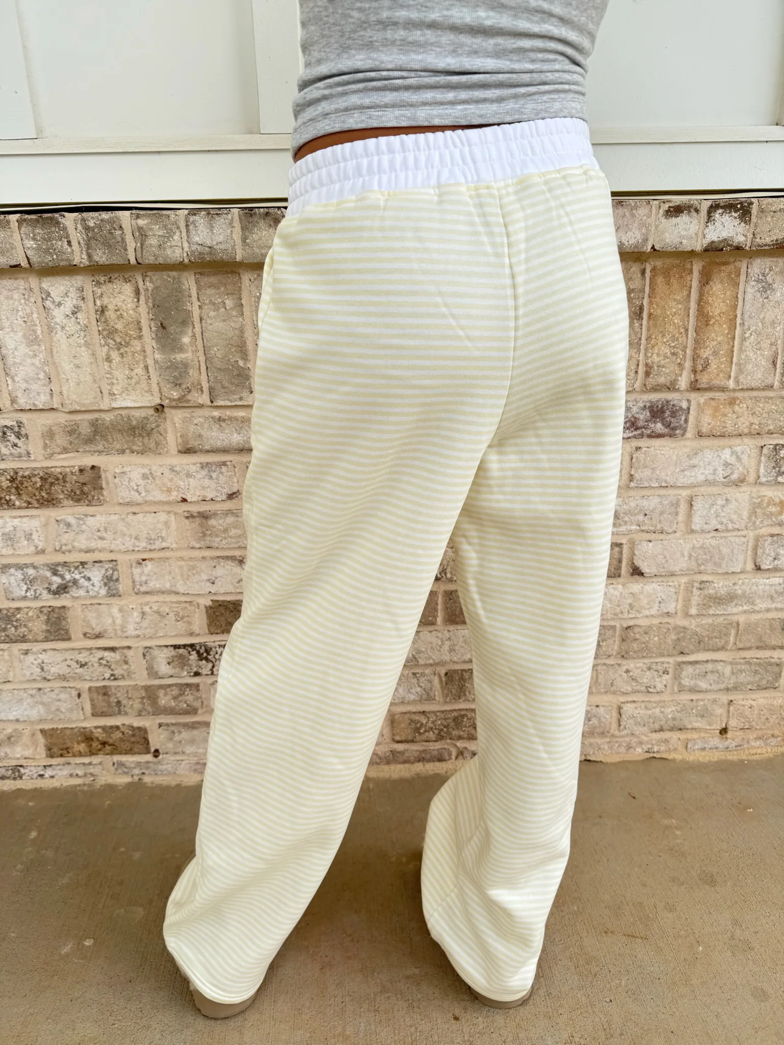 Baby Yellow and White Big Striped Sweatpants - Image 2