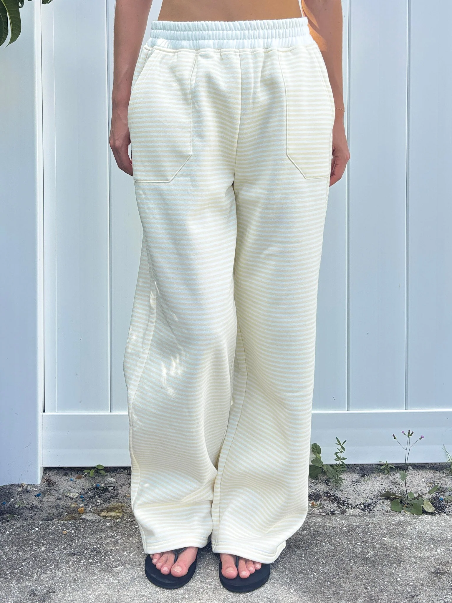Baby Yellow and White Big Striped Sweatpants - Image 3