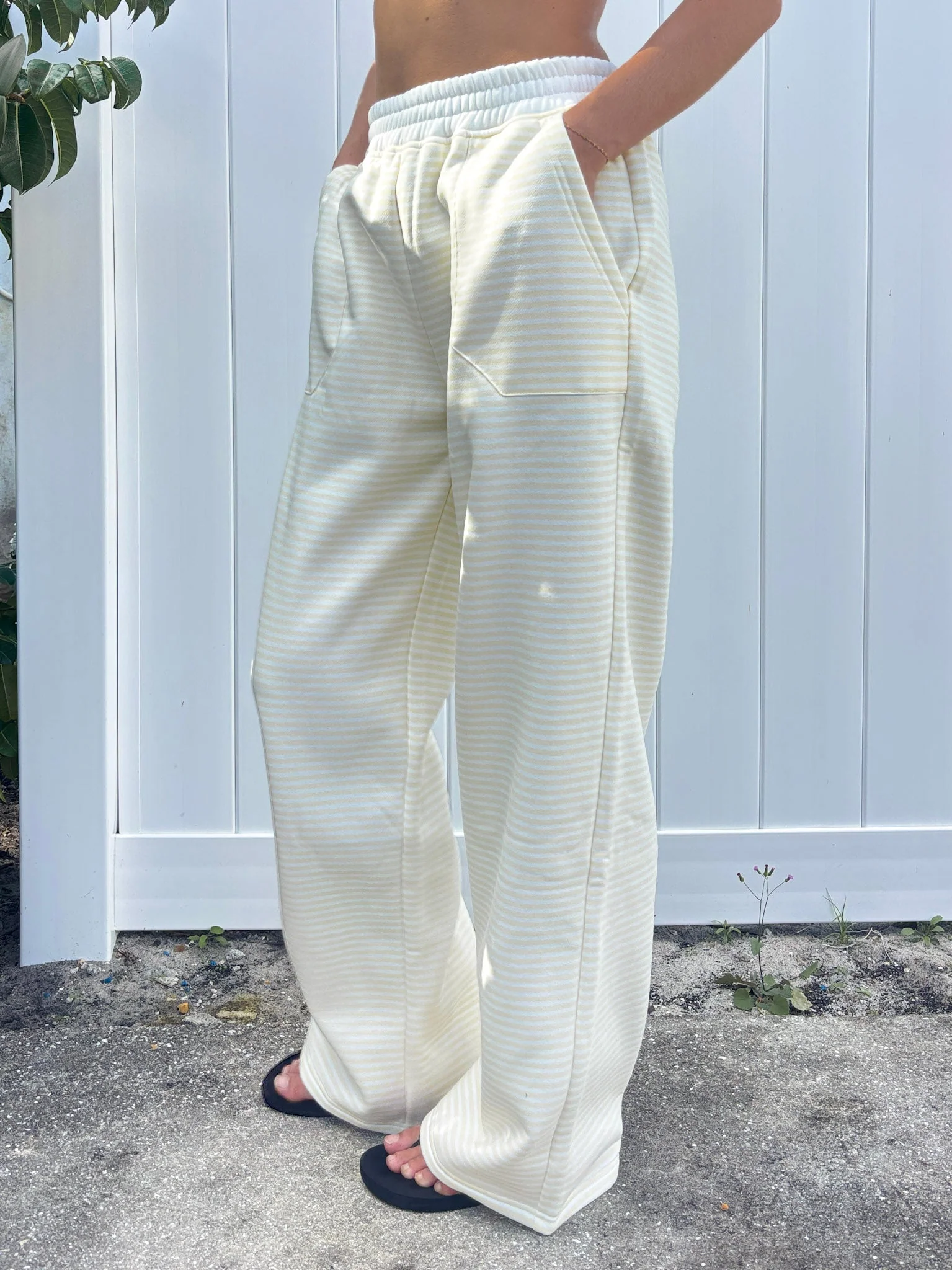 Baby Yellow and White Big Striped Sweatpants - Image 4