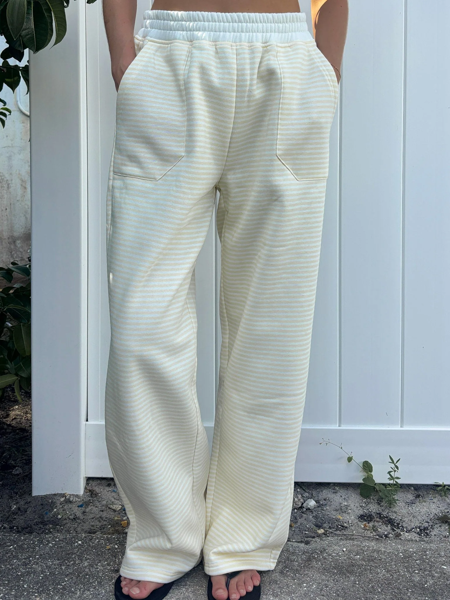 Baby Yellow and White Big Striped Sweatpants - Image 5
