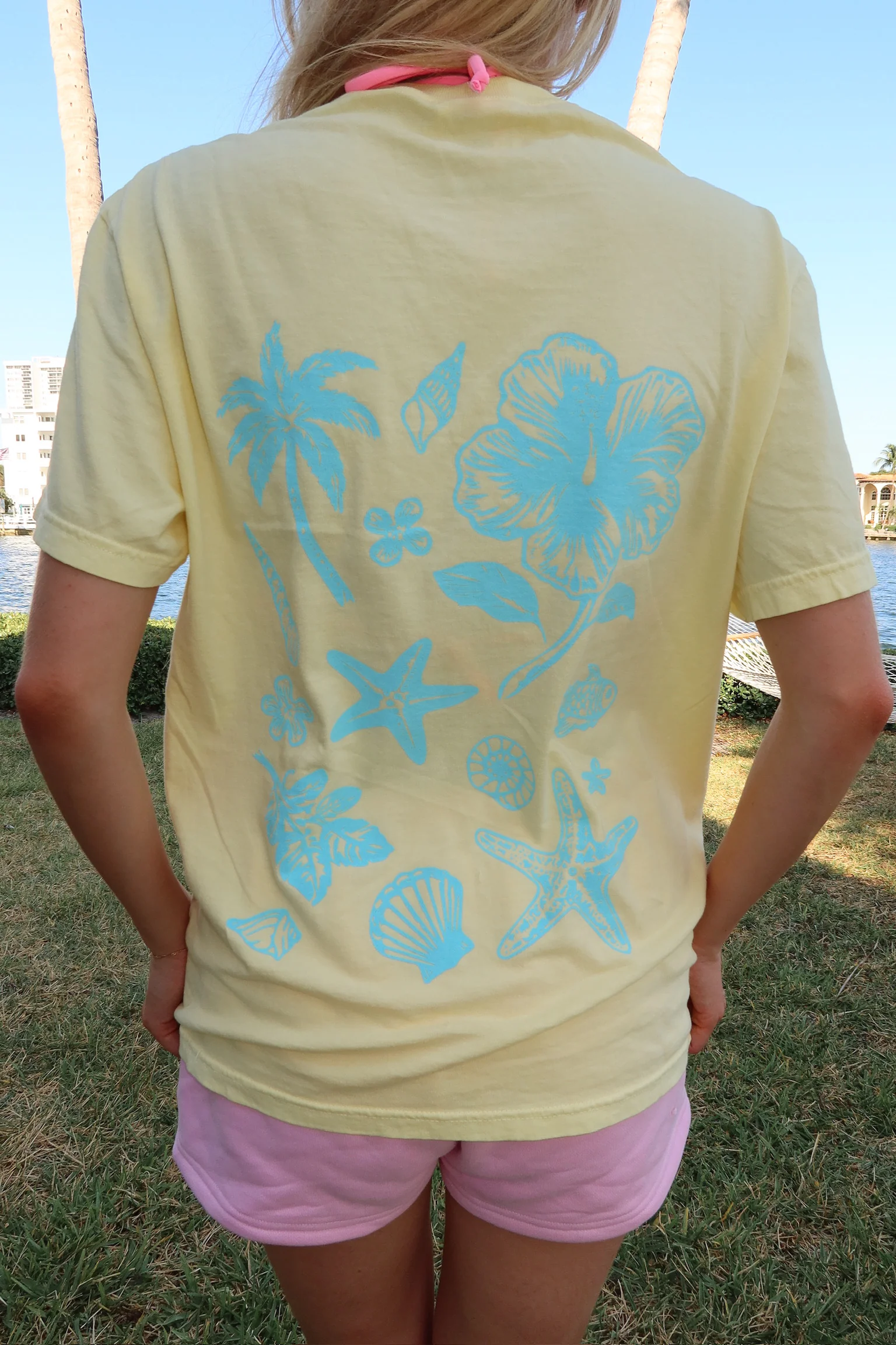 Banana Blue Tropical Comfort Colors Tee - Image 4