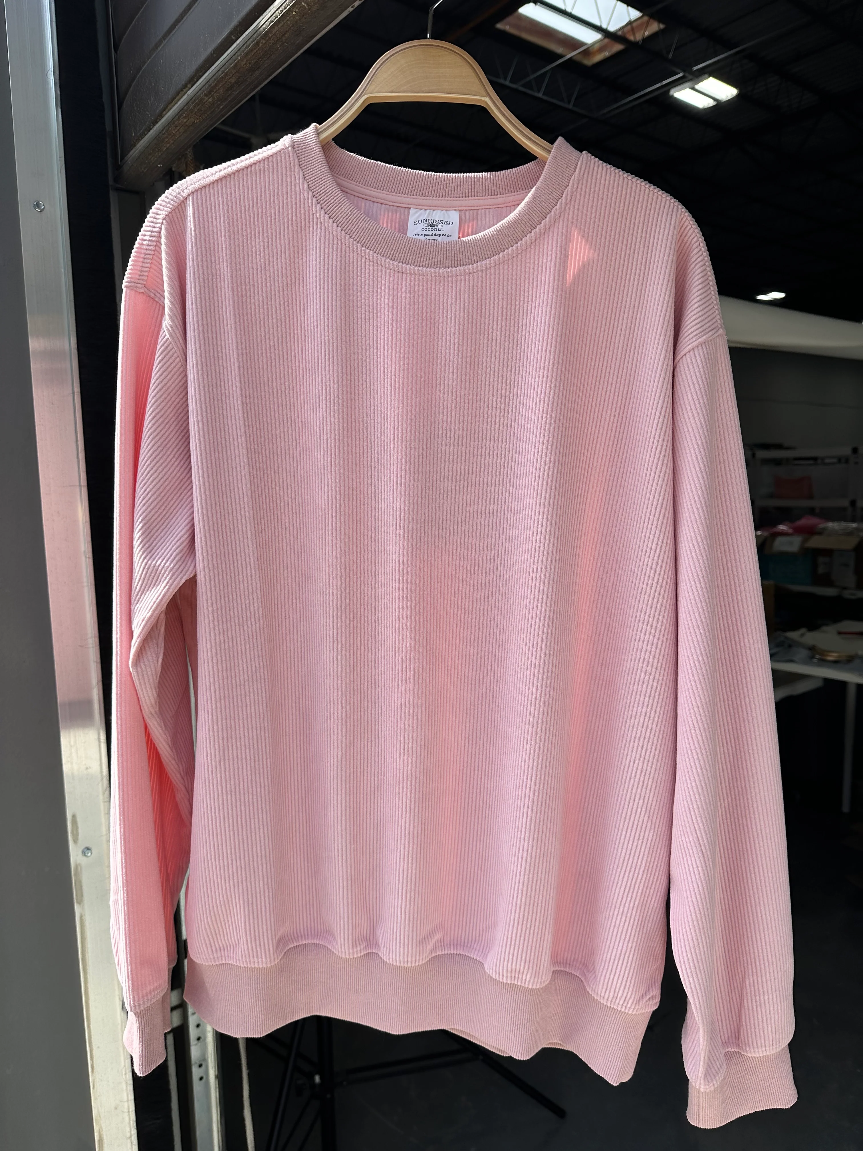 Light Pink Basic Corduroy Sweatshirt - Image 3