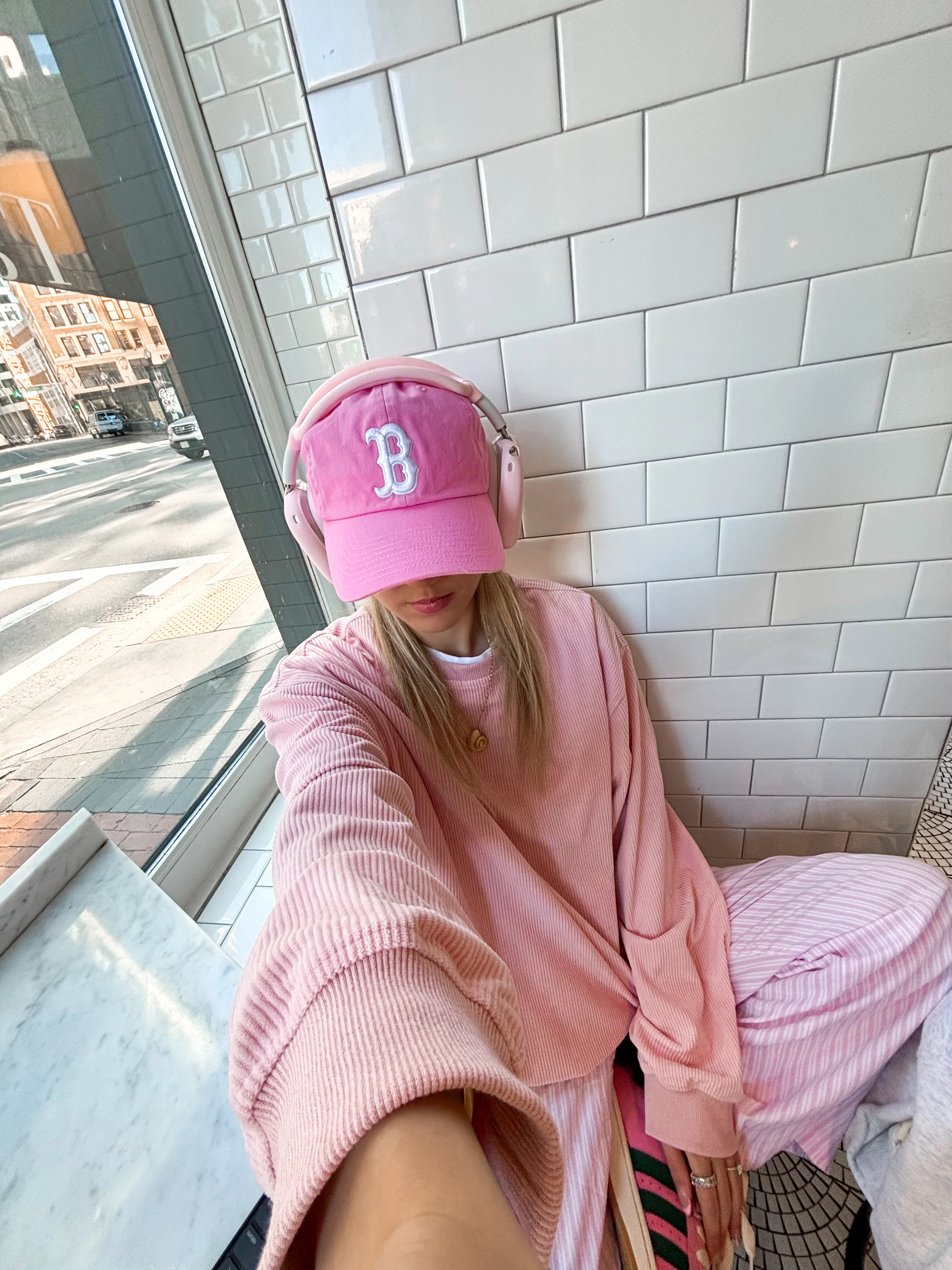 Light Pink Basic Corduroy Sweatshirt - Image 4