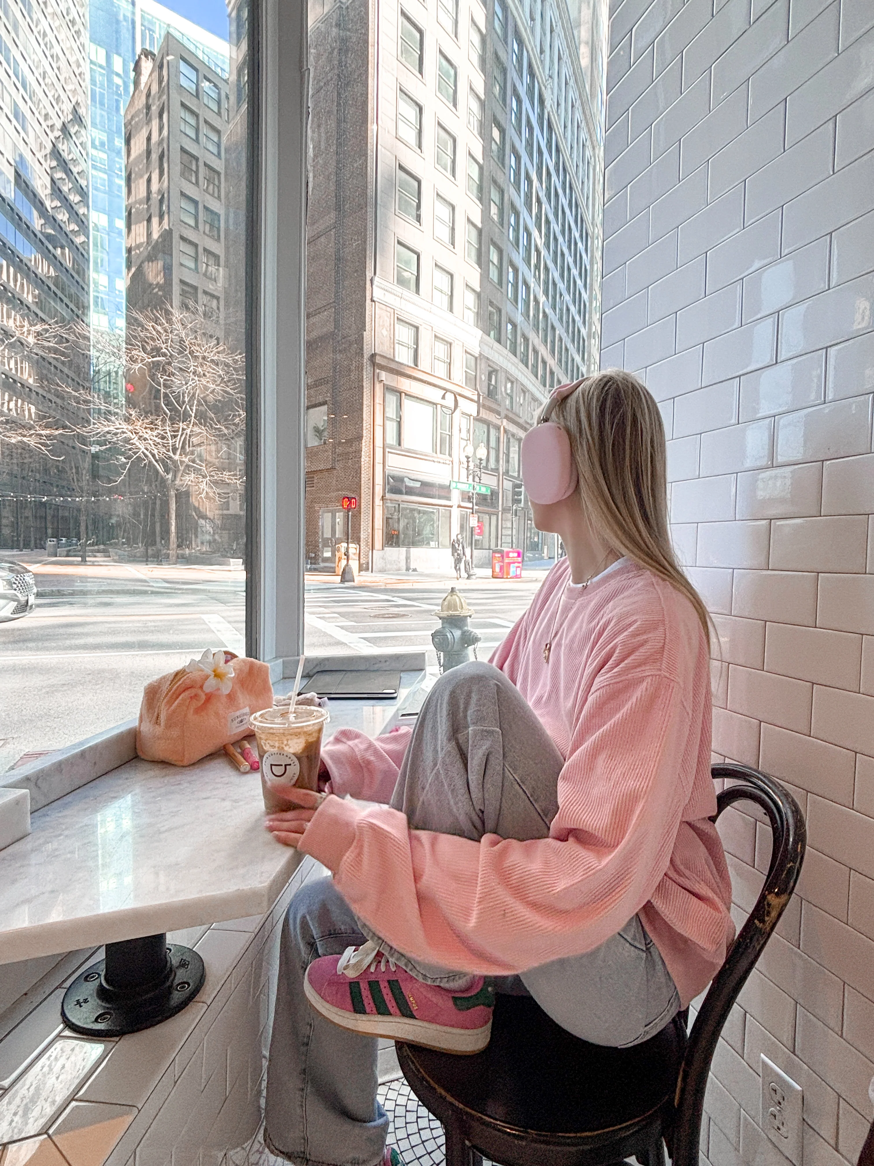 Light Pink Basic Corduroy Sweatshirt - Image 5