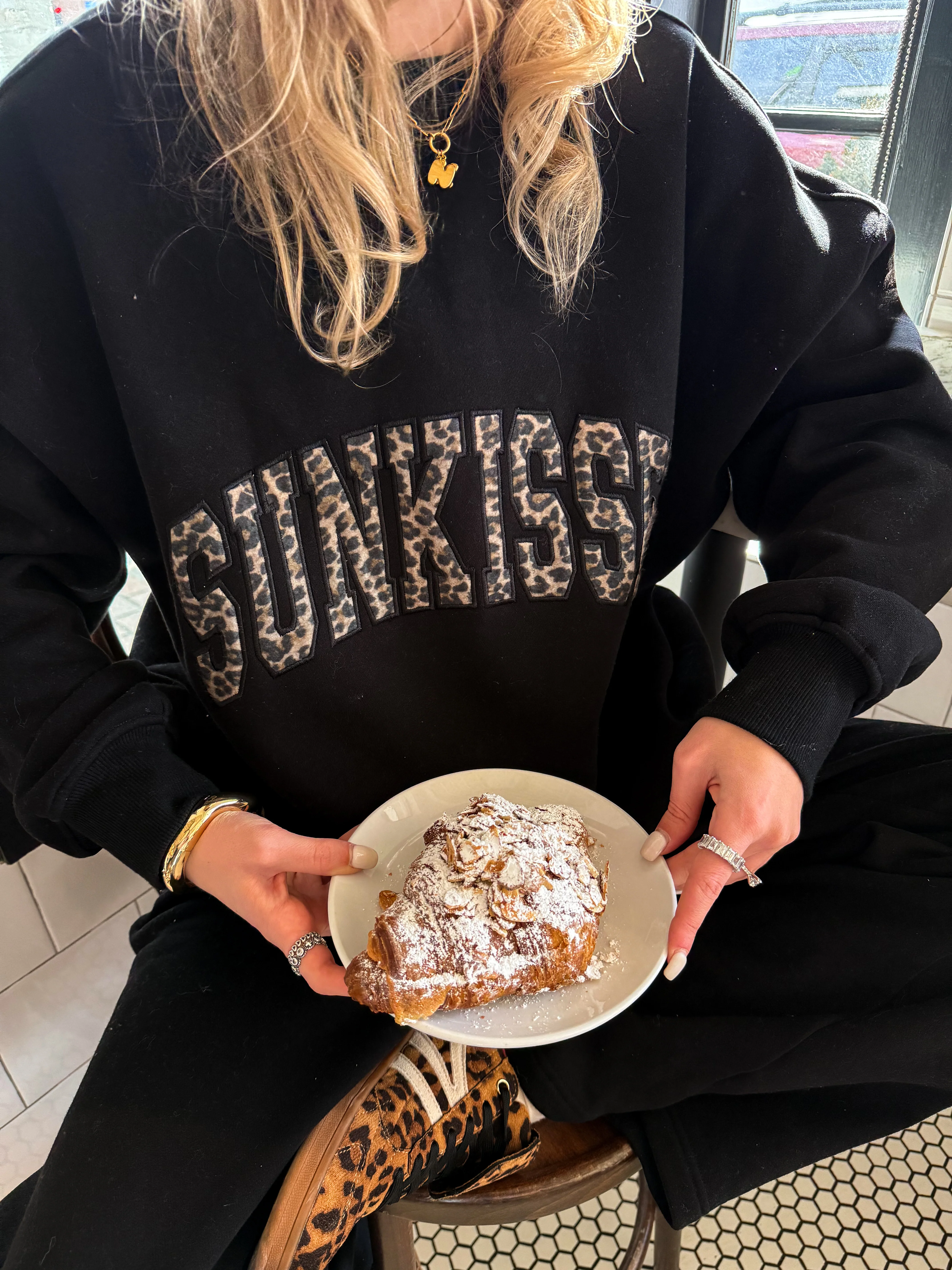 Black Sunkissed Leopard Print Embroider Sweatshirt - Image 17