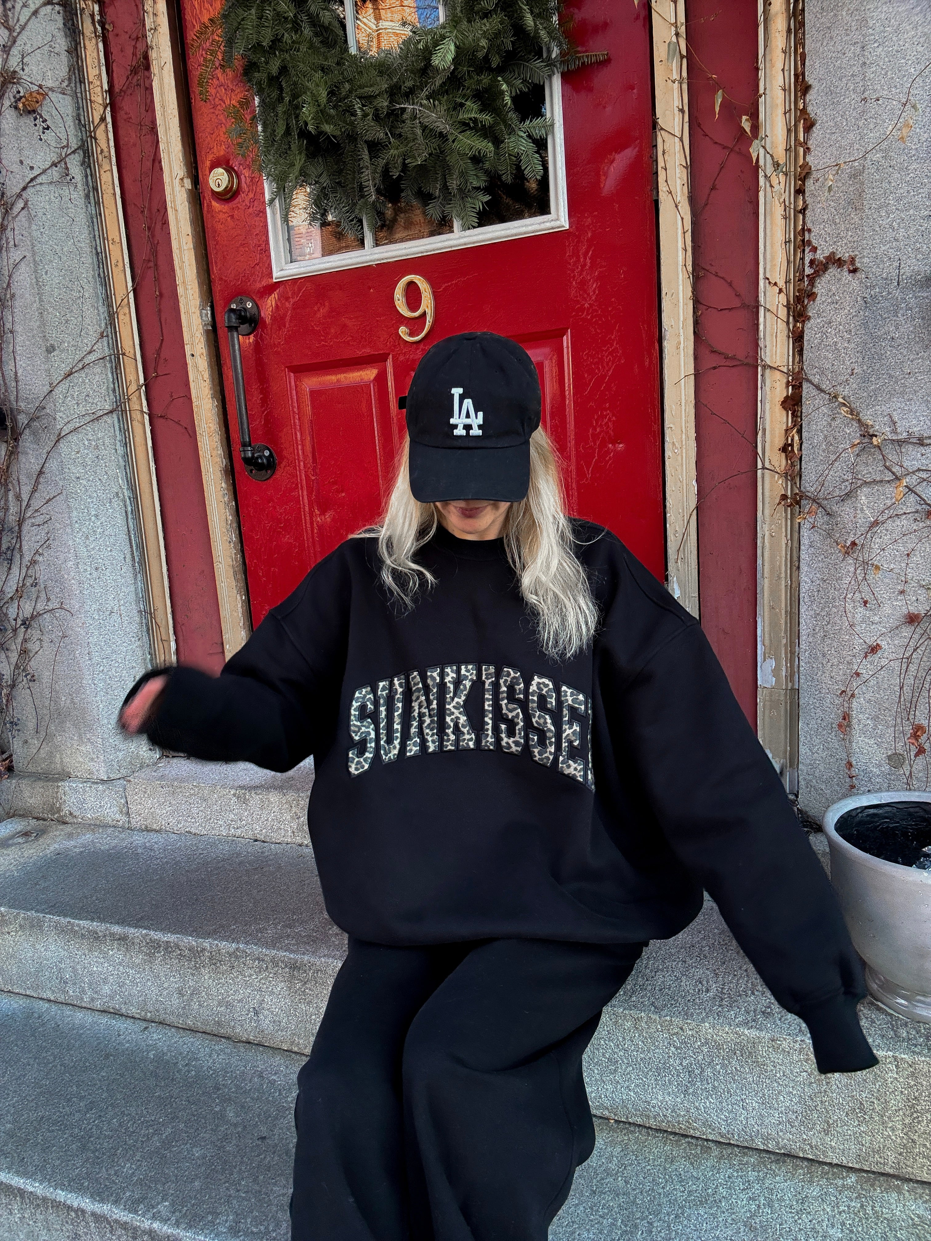 Black Sunkissed Leopard Print Embroider Sweatshirt - Image 3