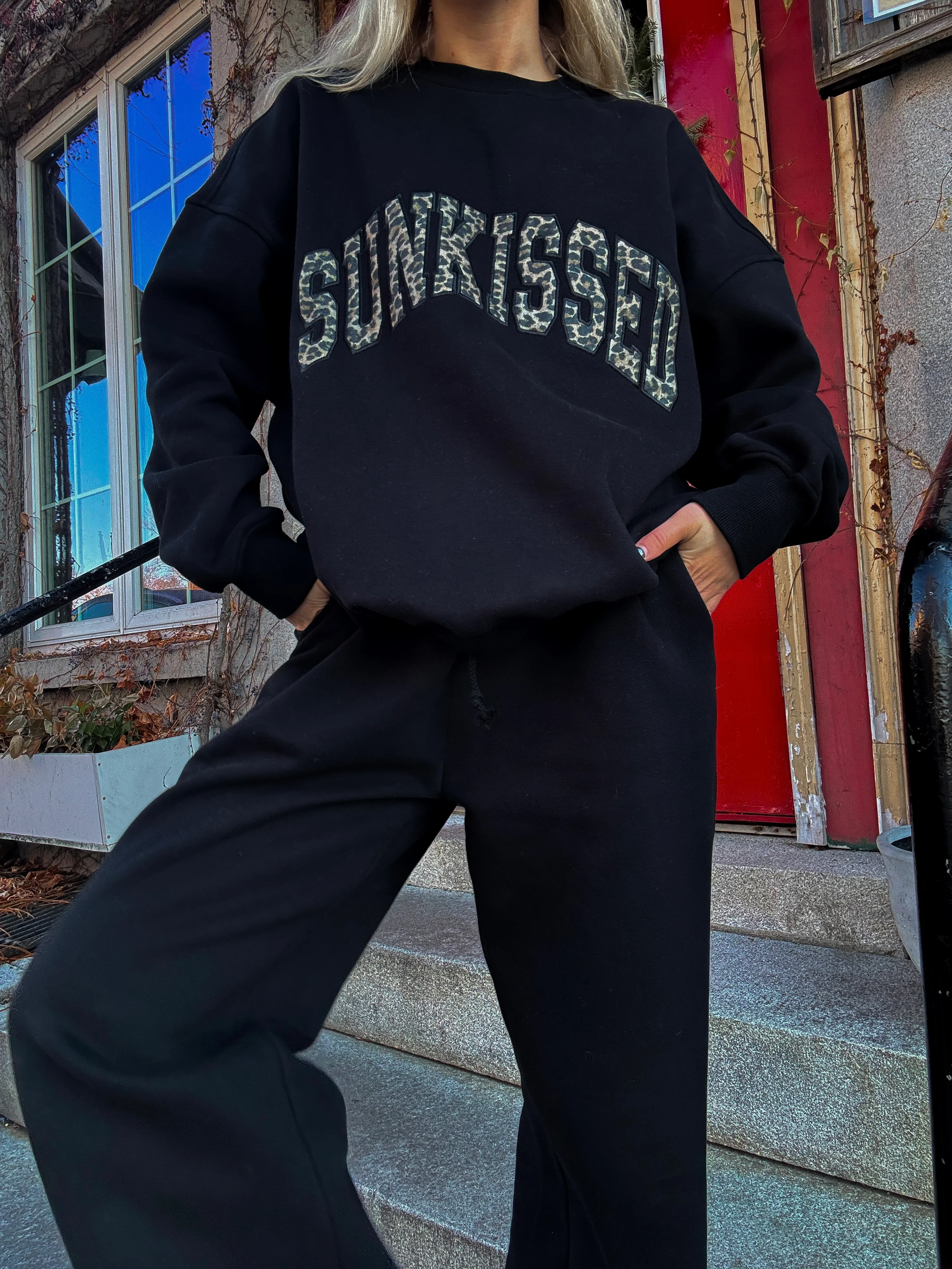 Black Sunkissed Leopard Print Embroider Sweatshirt - Image 5