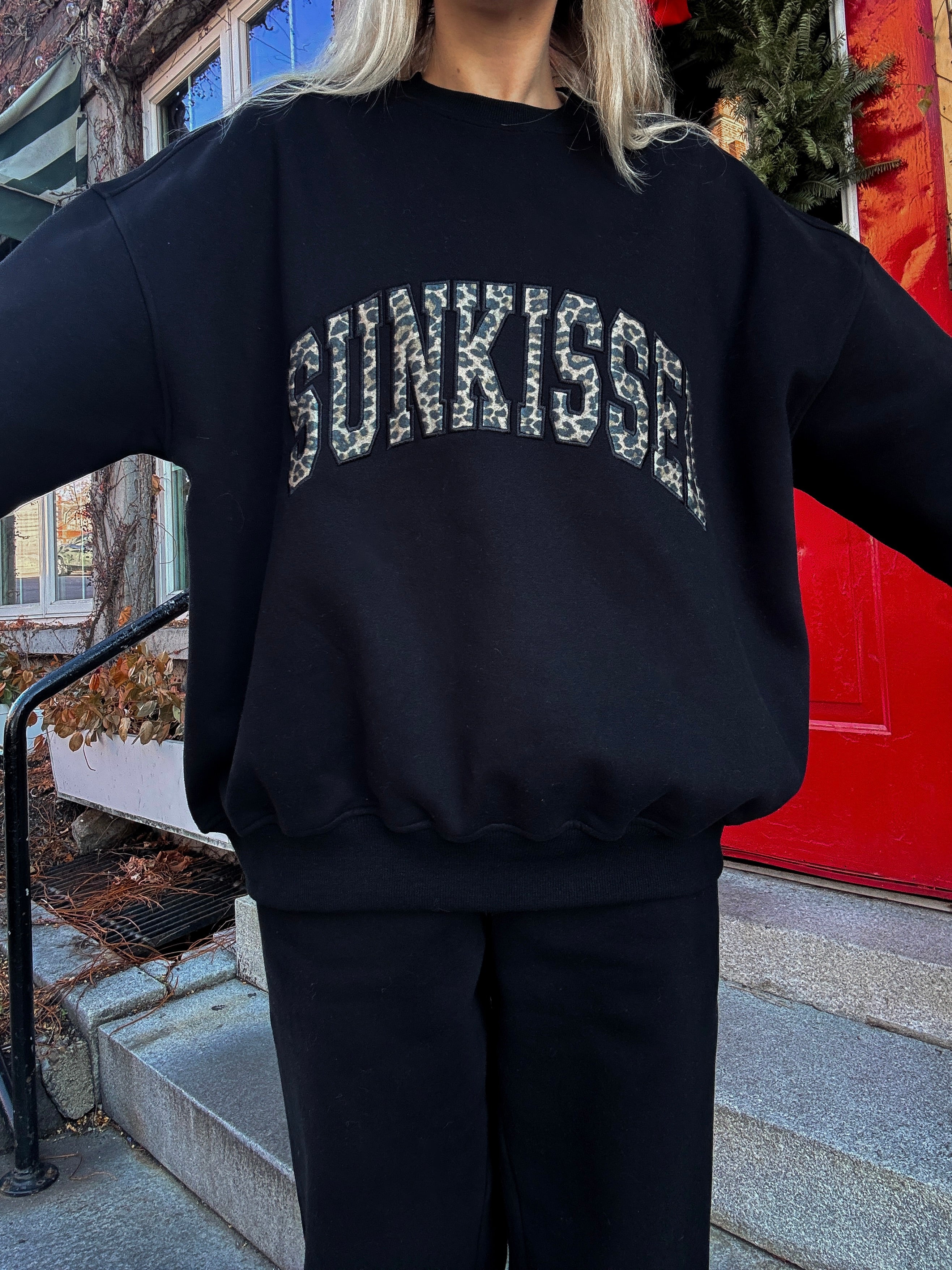 Black Sunkissed Leopard Print Embroider Sweatshirt - Image 7