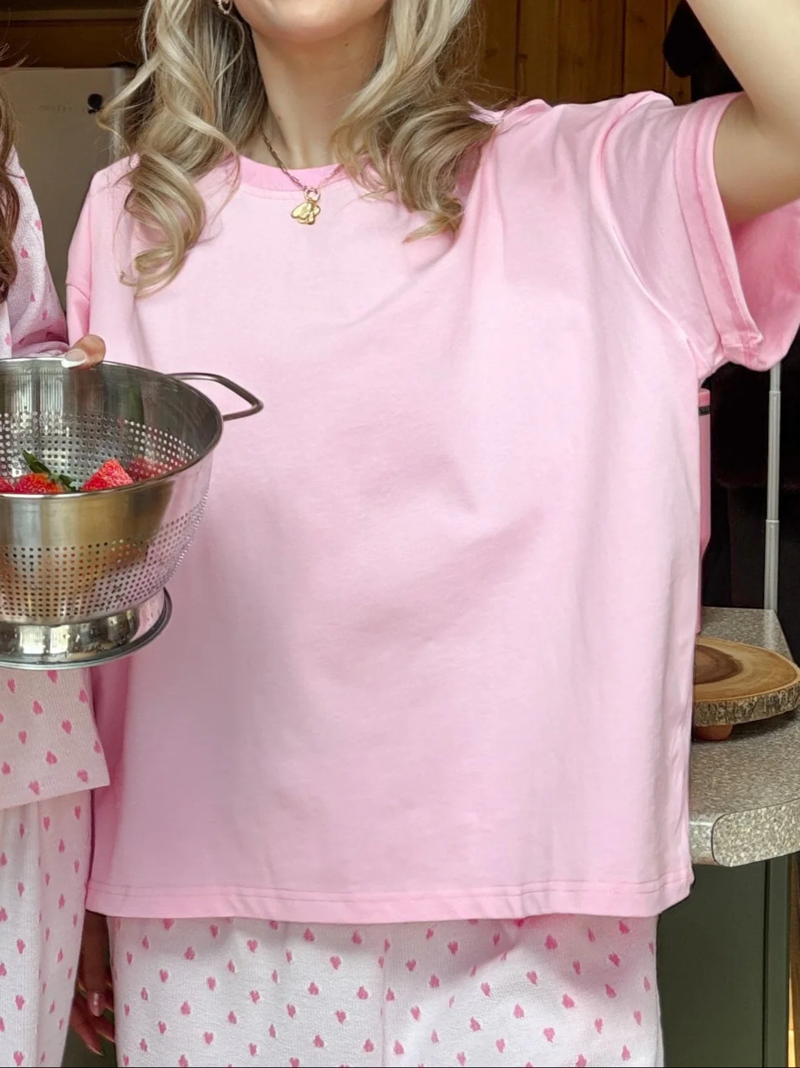 Blair Pink Basic Slightly Cropped Blank Tee