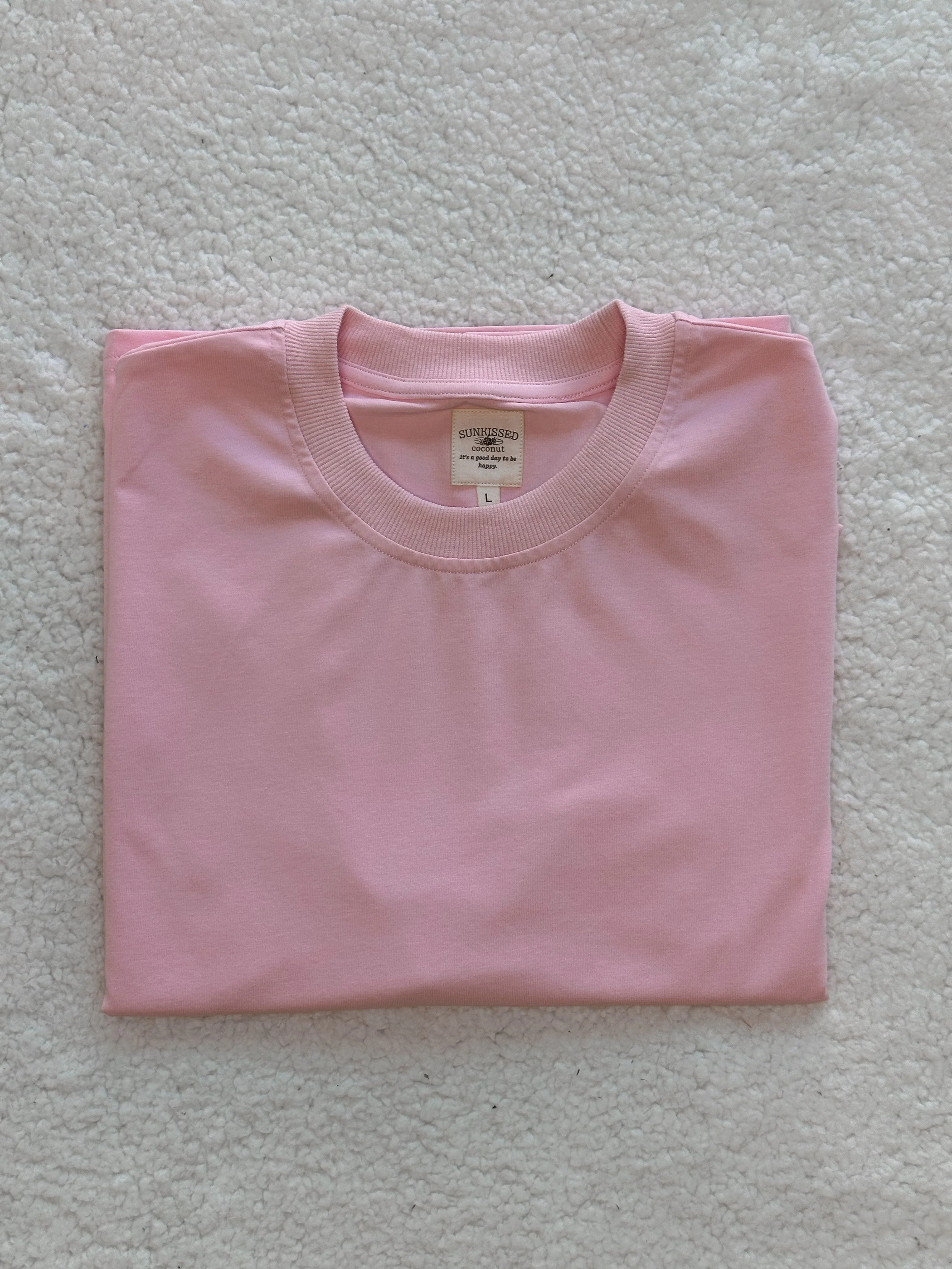 Blair Pink Basic Slightly Cropped Blank Tee - Image 2