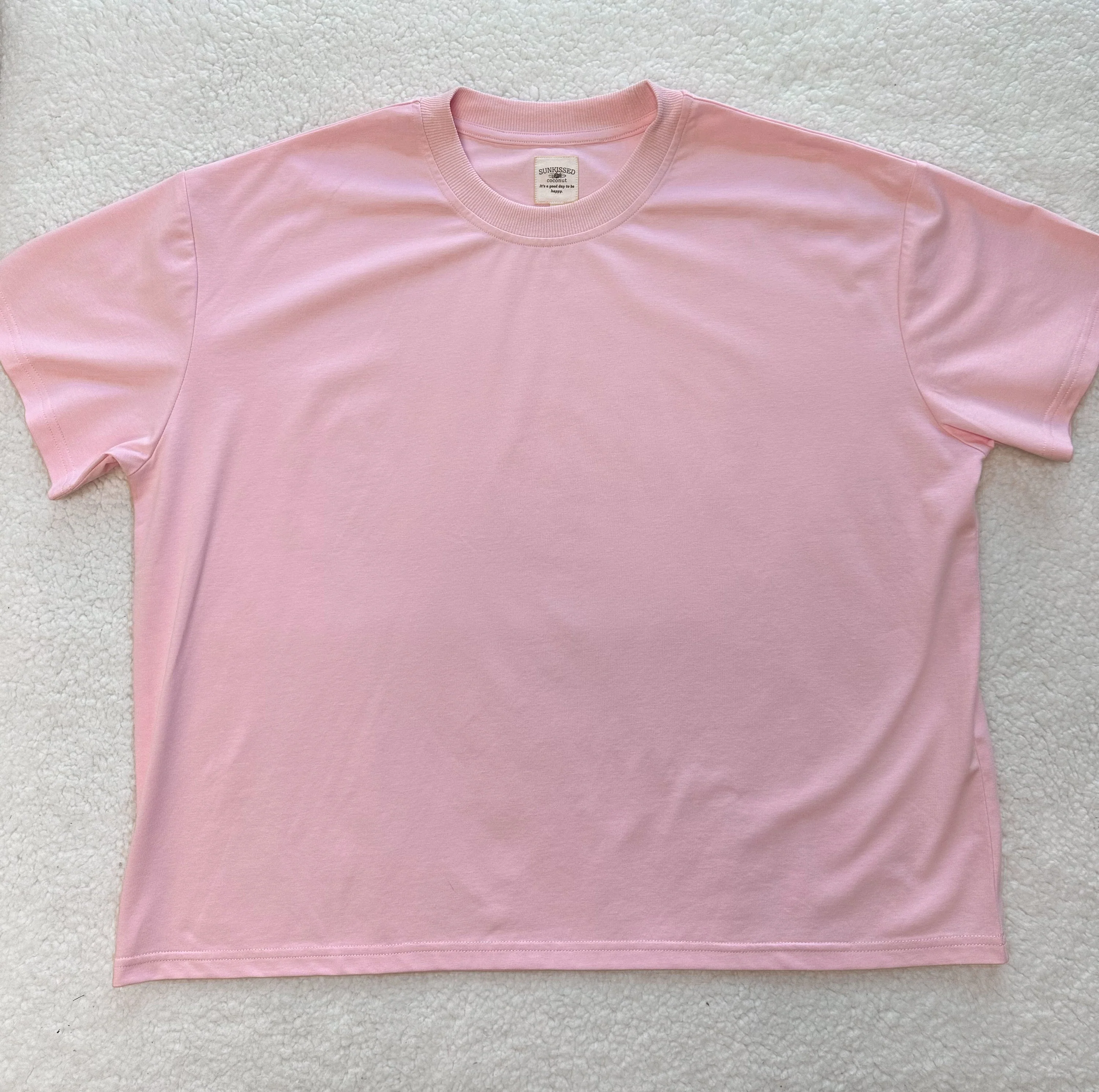 Blair Pink Basic Slightly Cropped Blank Tee - Image 3