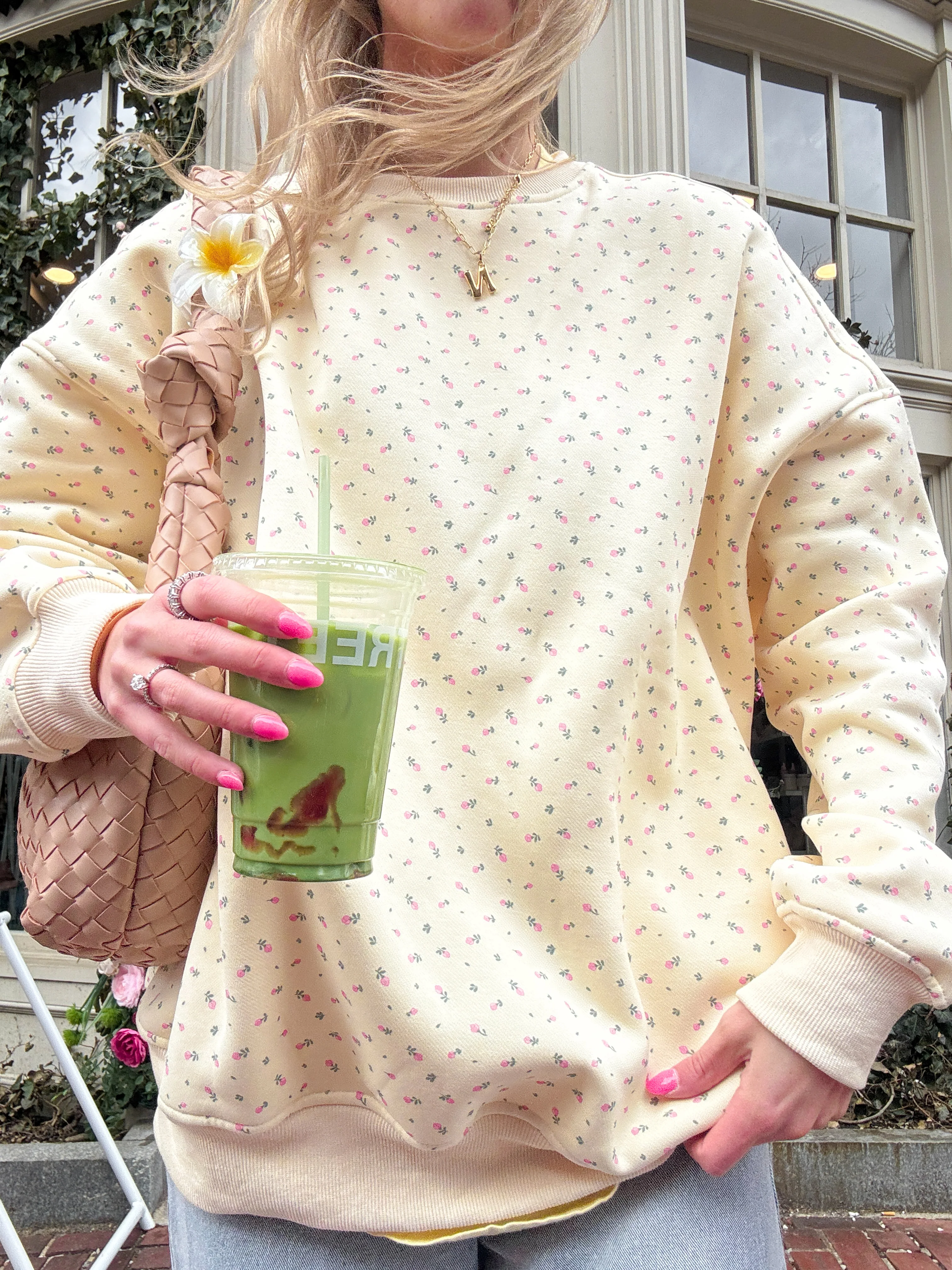 Blank Toasted Cream Roses Sweatshirt - Image 2