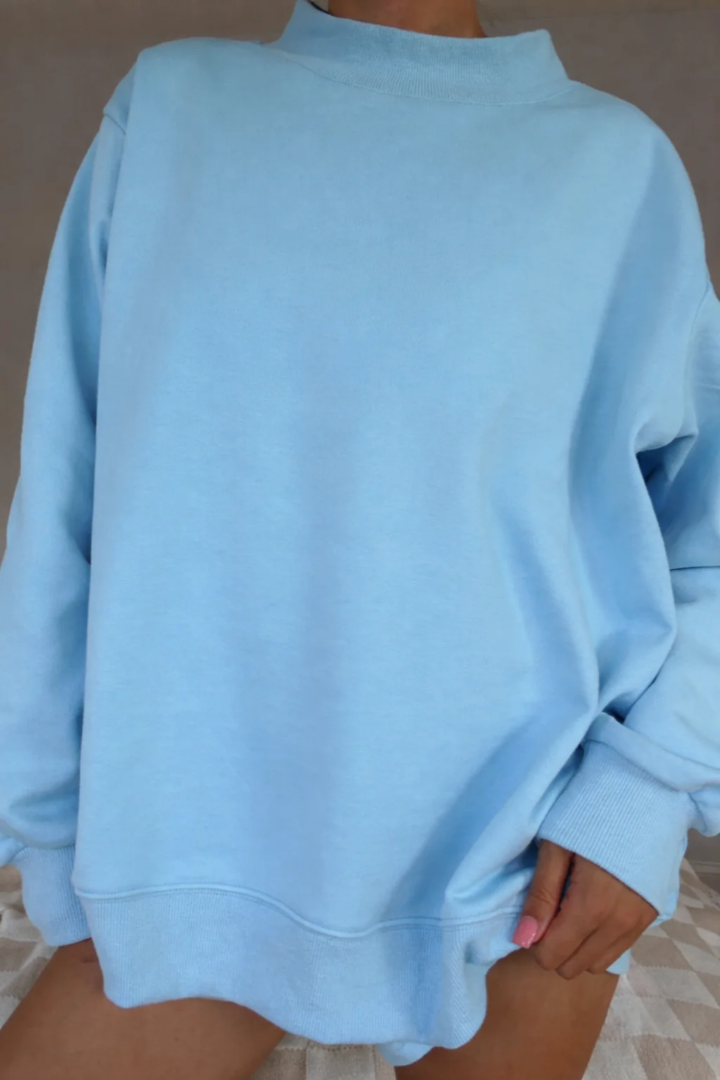 Blank Mockneck Oversized Sweatshirt 100% Cotton - Image 3