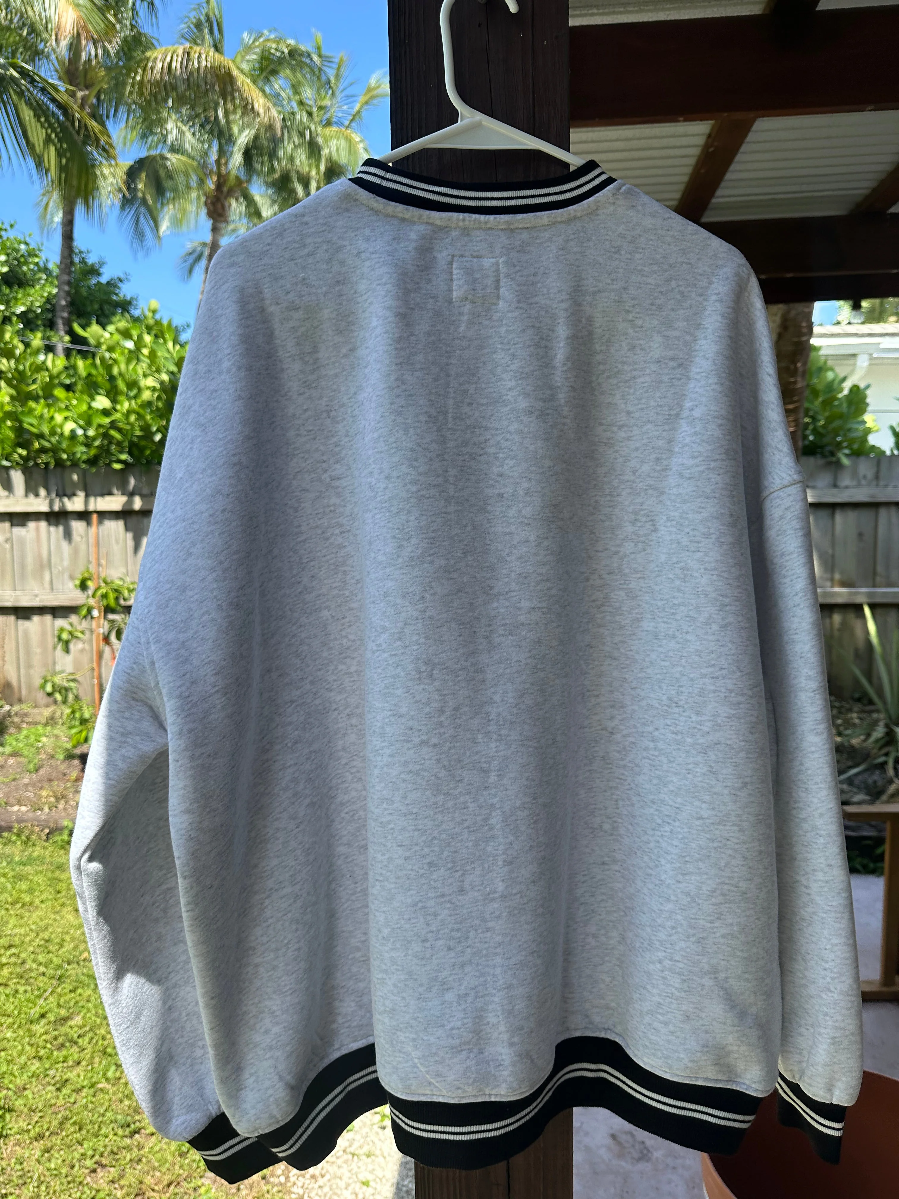 Blank Pearl Grey And Black Preppy Crew Sweatshirt - Image 5