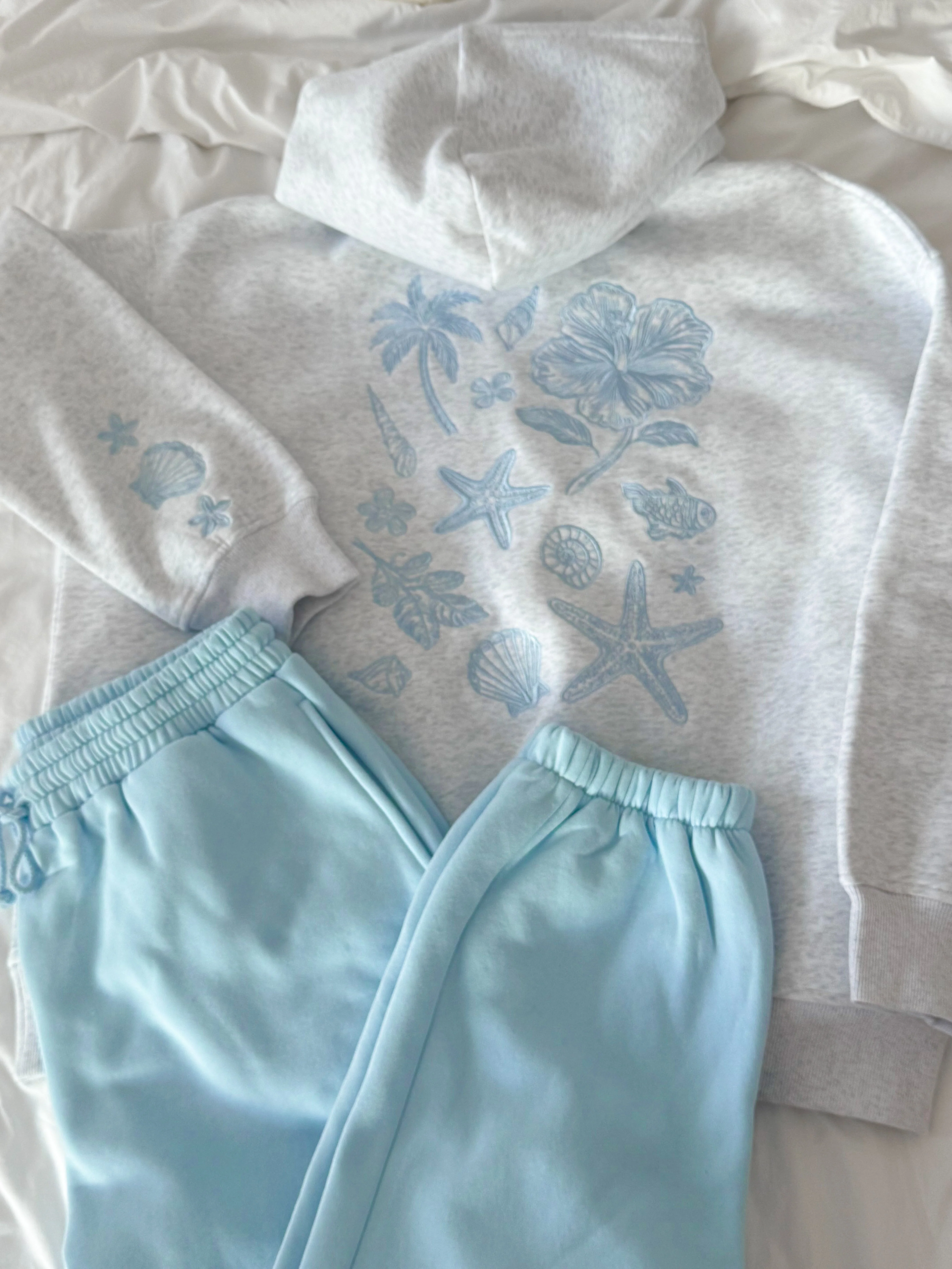 Pearl Grey Tropical Embroider Hoodie - Image 11