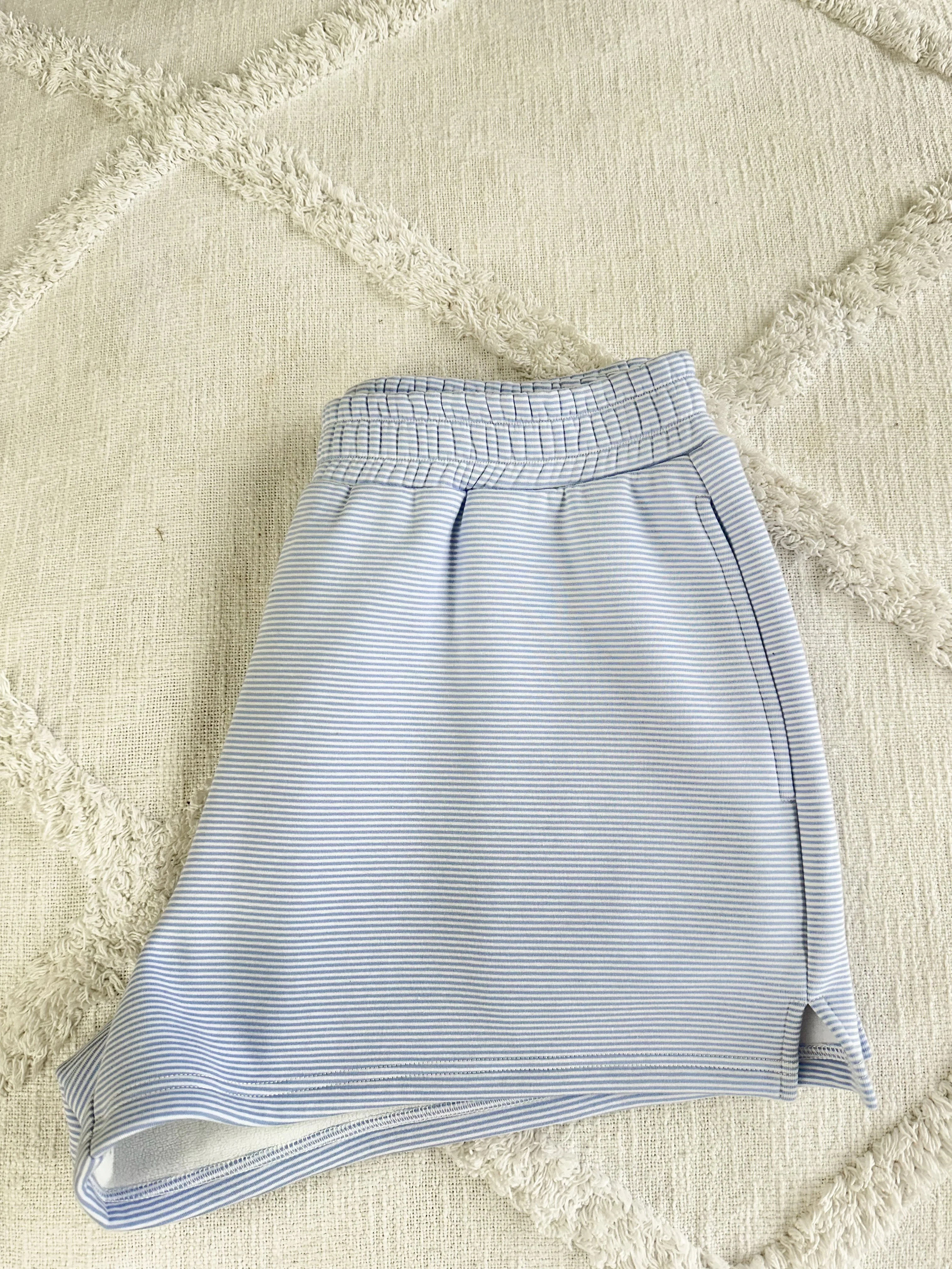 Blue and White Mini Striped Shorts - Image 5