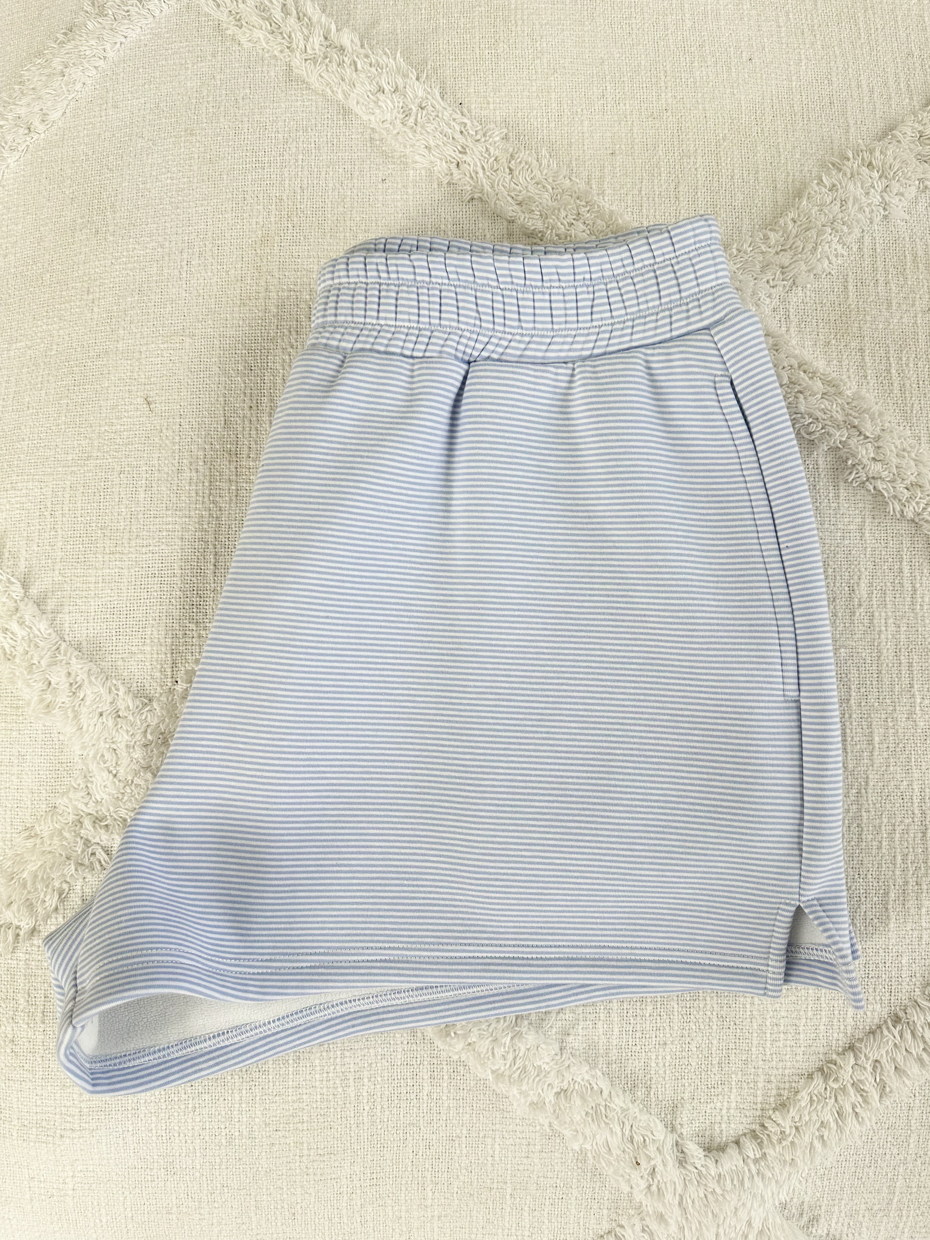 Blue and White Mini Striped Shorts - Image 6