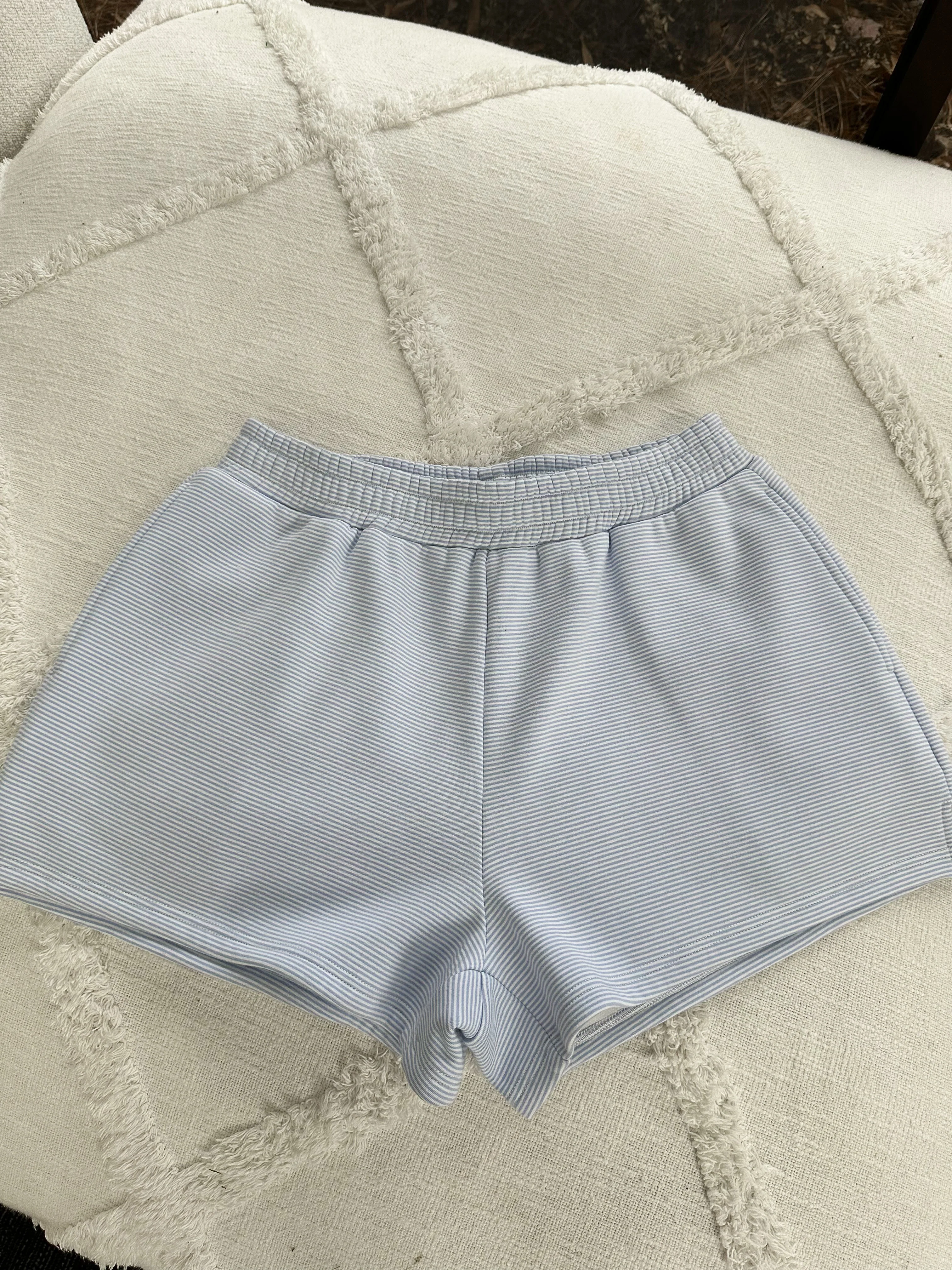 Blue and White Mini Striped Shorts - Image 7