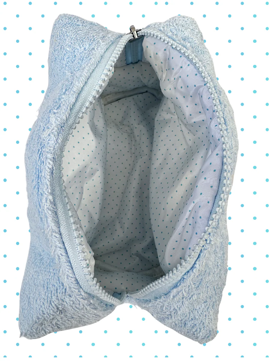 Blue Polka Dot Handmade Travel Pouch - Image 3
