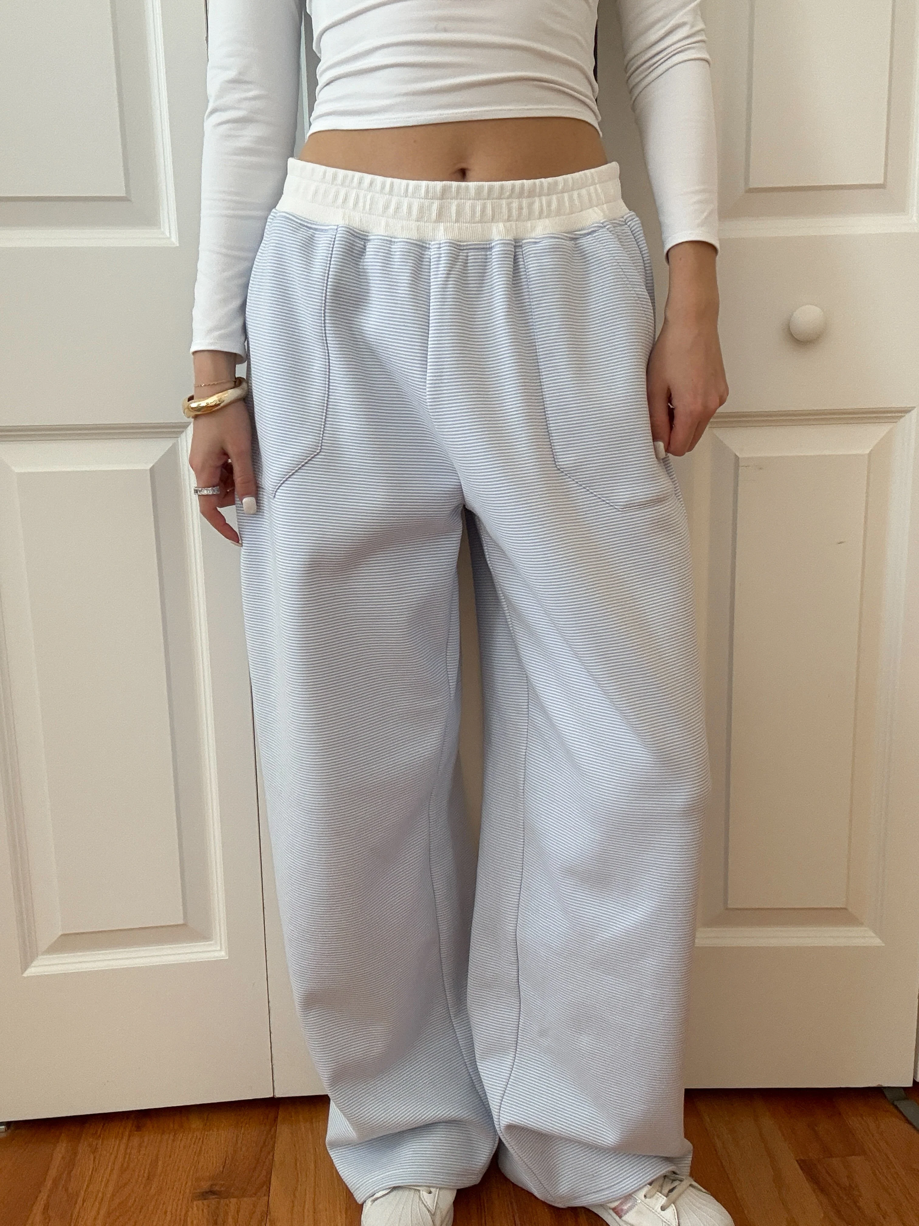 Blue and White Mini Striped Sweatpants - Image 24