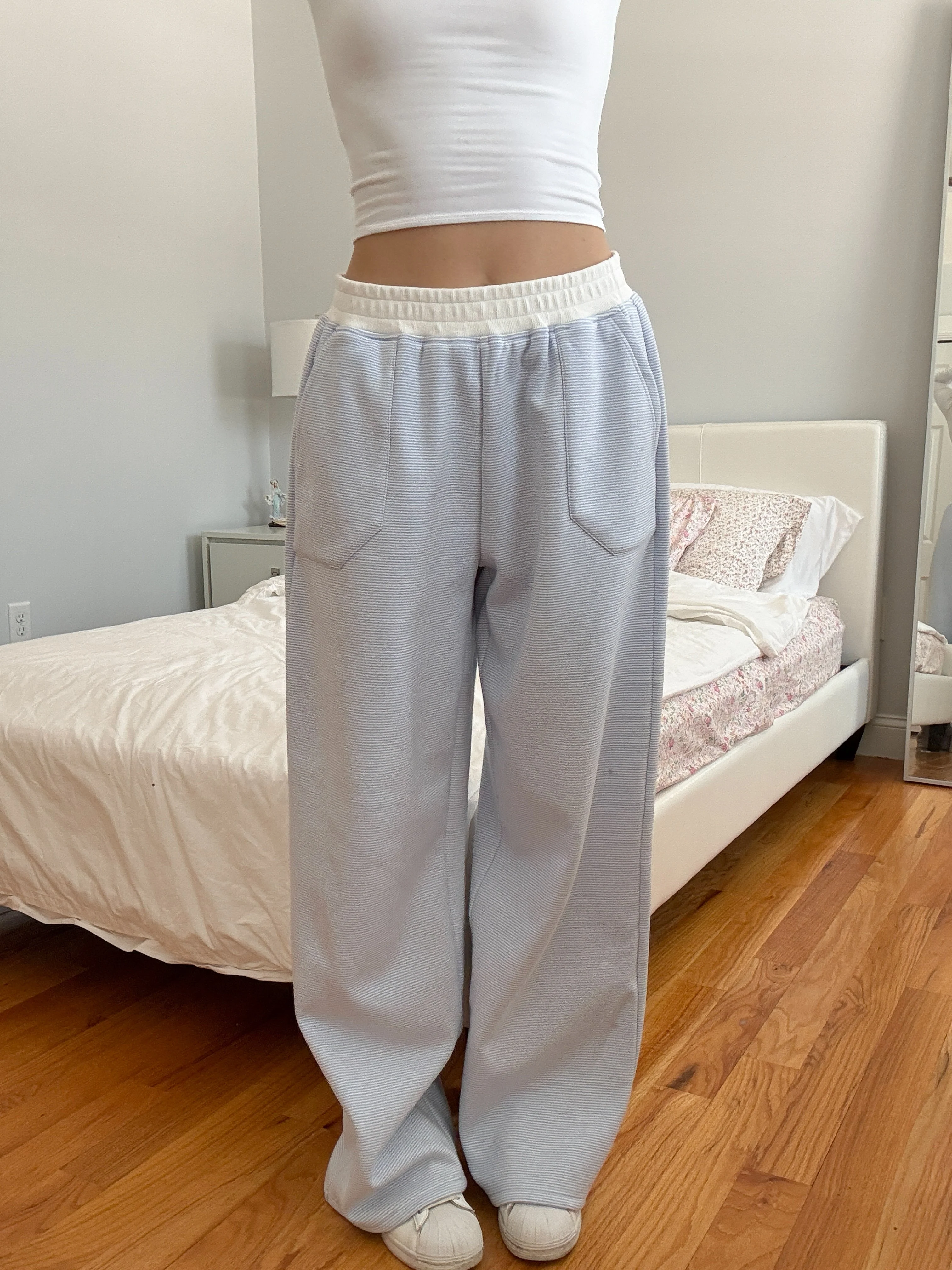 Blue and White Mini Striped Sweatpants - Image 25