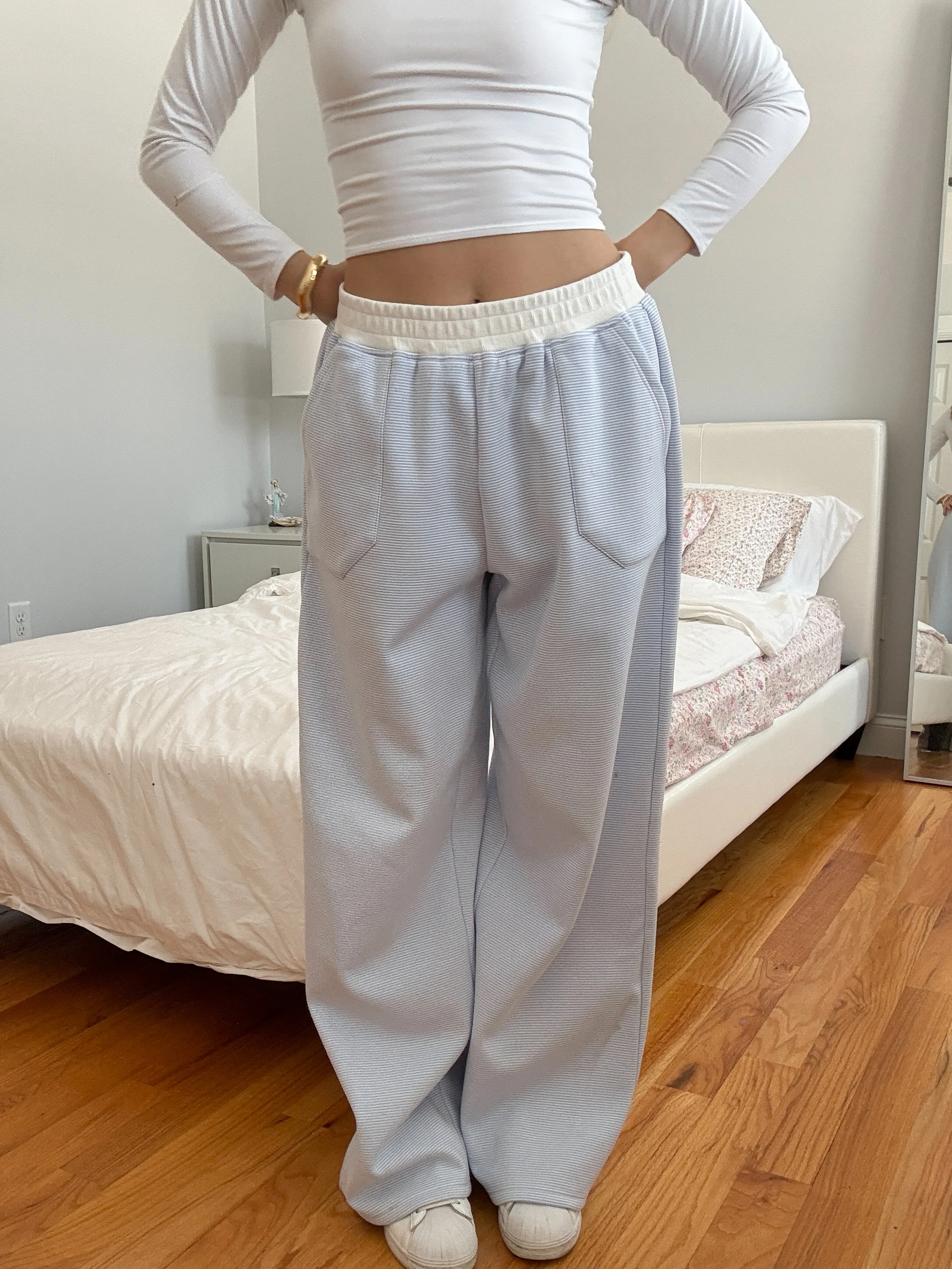 Blue and White Mini Striped Sweatpants - Image 26